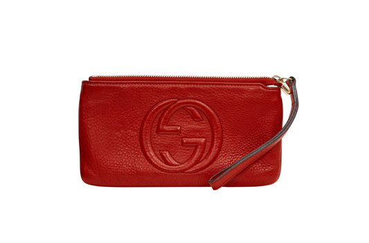 Gucci Red Soho Leather Wristlet