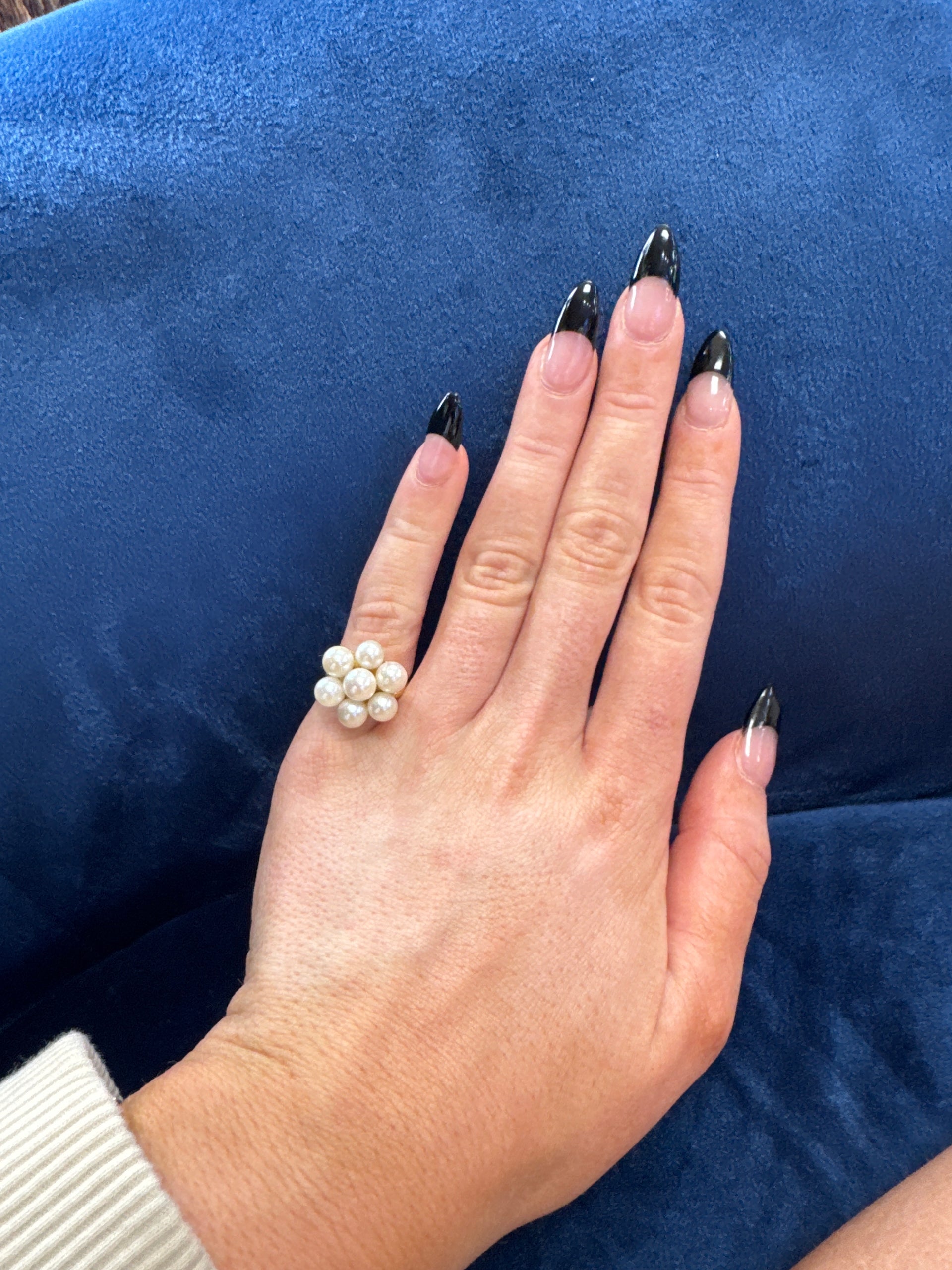 Pearl Cluster Ring Set in 18K Yellow Gold