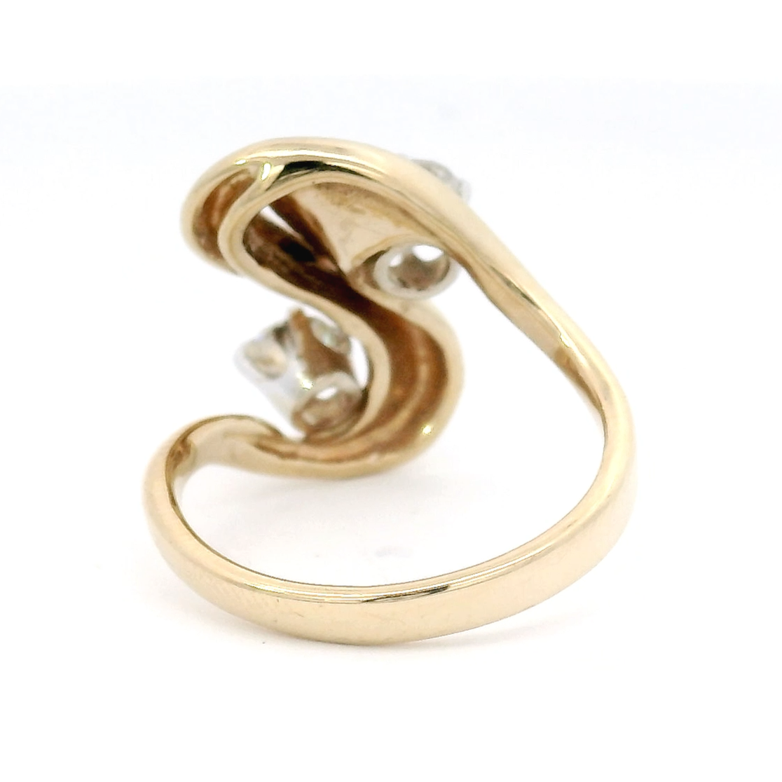 Vintage Natural Diamond Bypass Ring in 14K Yellow Gold