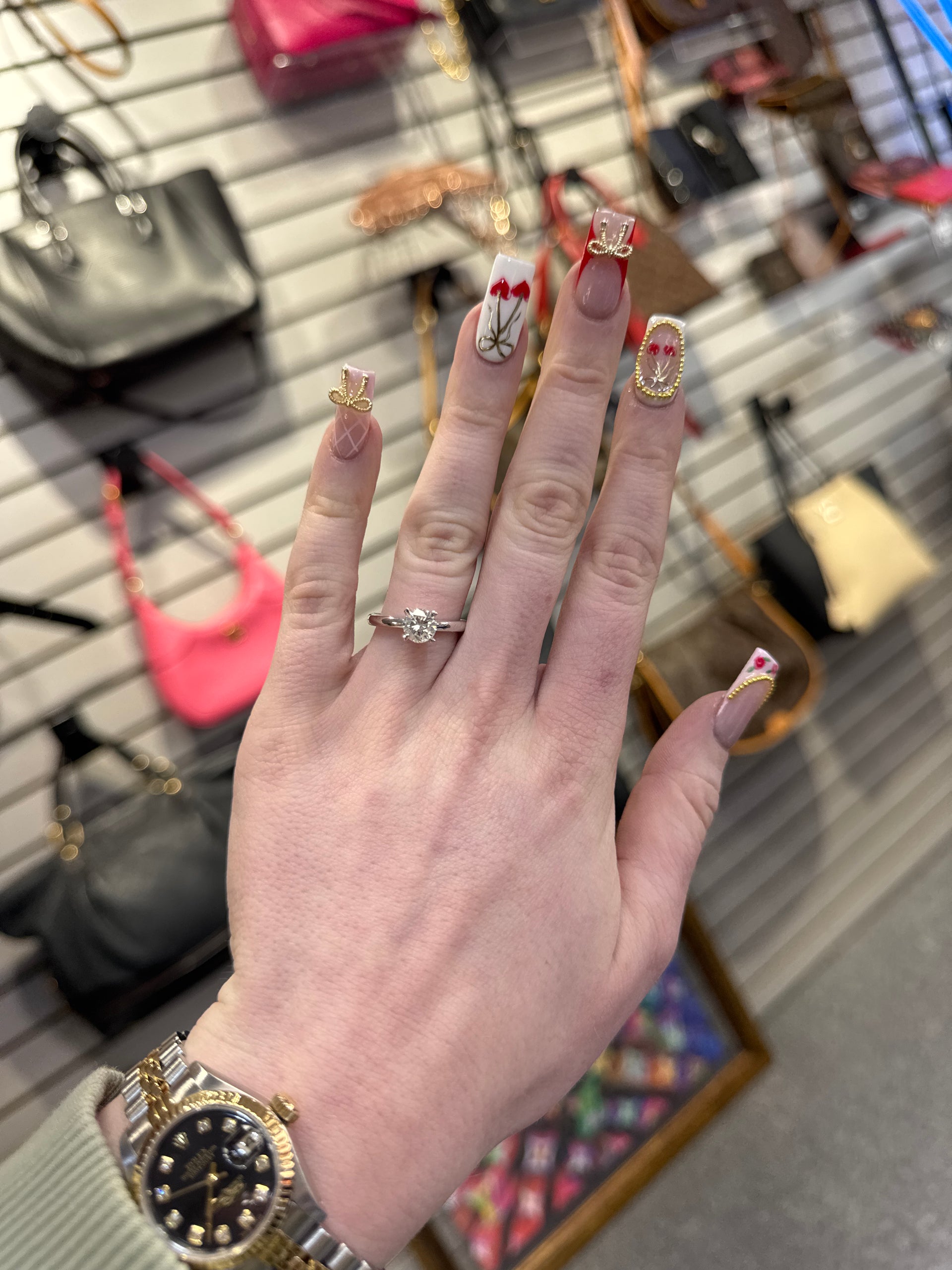 1.04ct. Natural Round Diamond Engagement Set in 14K White Gold