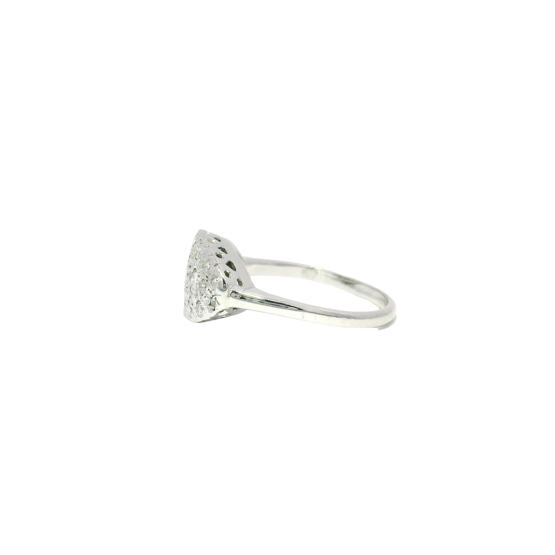 Vintage Style Natural Diamond Ring in 14K White Gold Sz 7