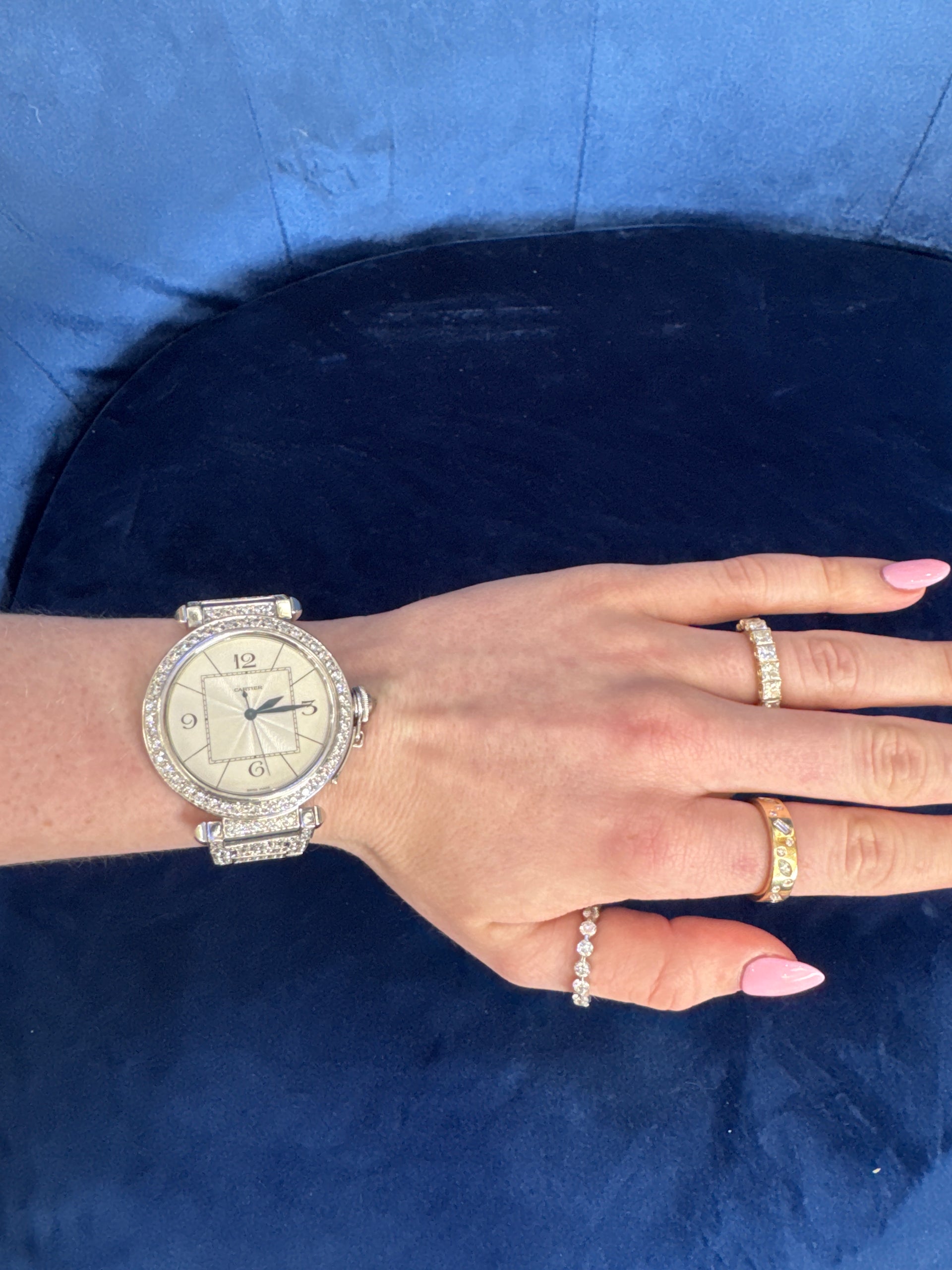 Cartier Pasha 42 in 18K White Gold Featuring 20 carats of Natural Diamonds