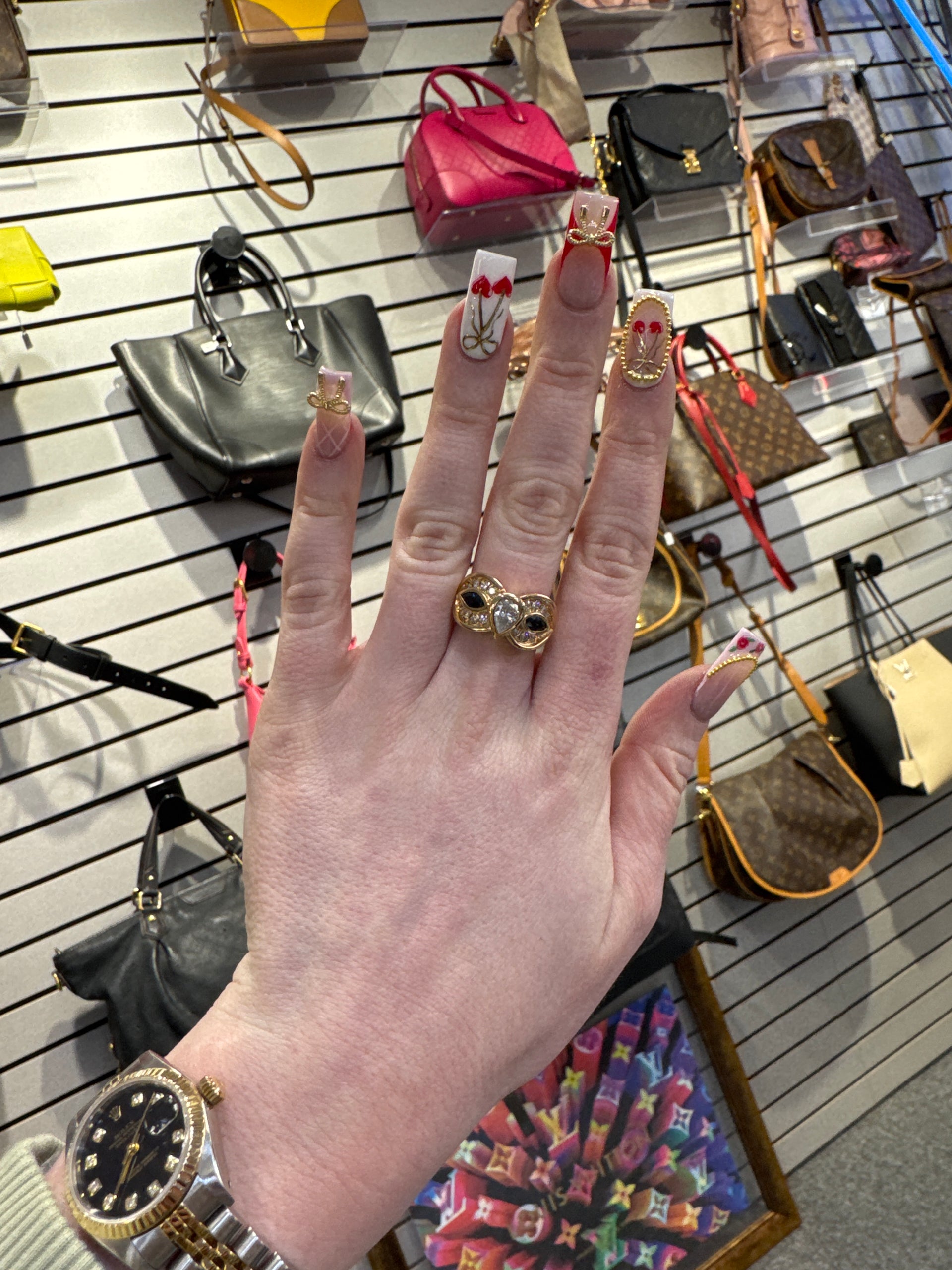 Pear Shape Diamond Estate Ring With Sapphire Accents
