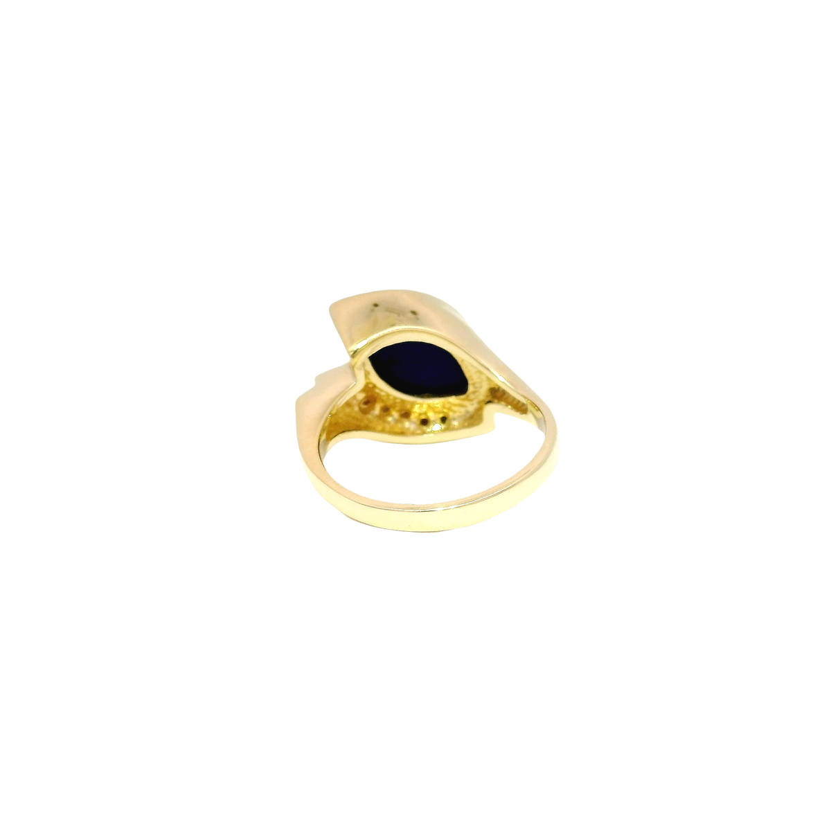 Blue Lapis & Diamond Estate Ring in 14K Yellow Gold Sz 6