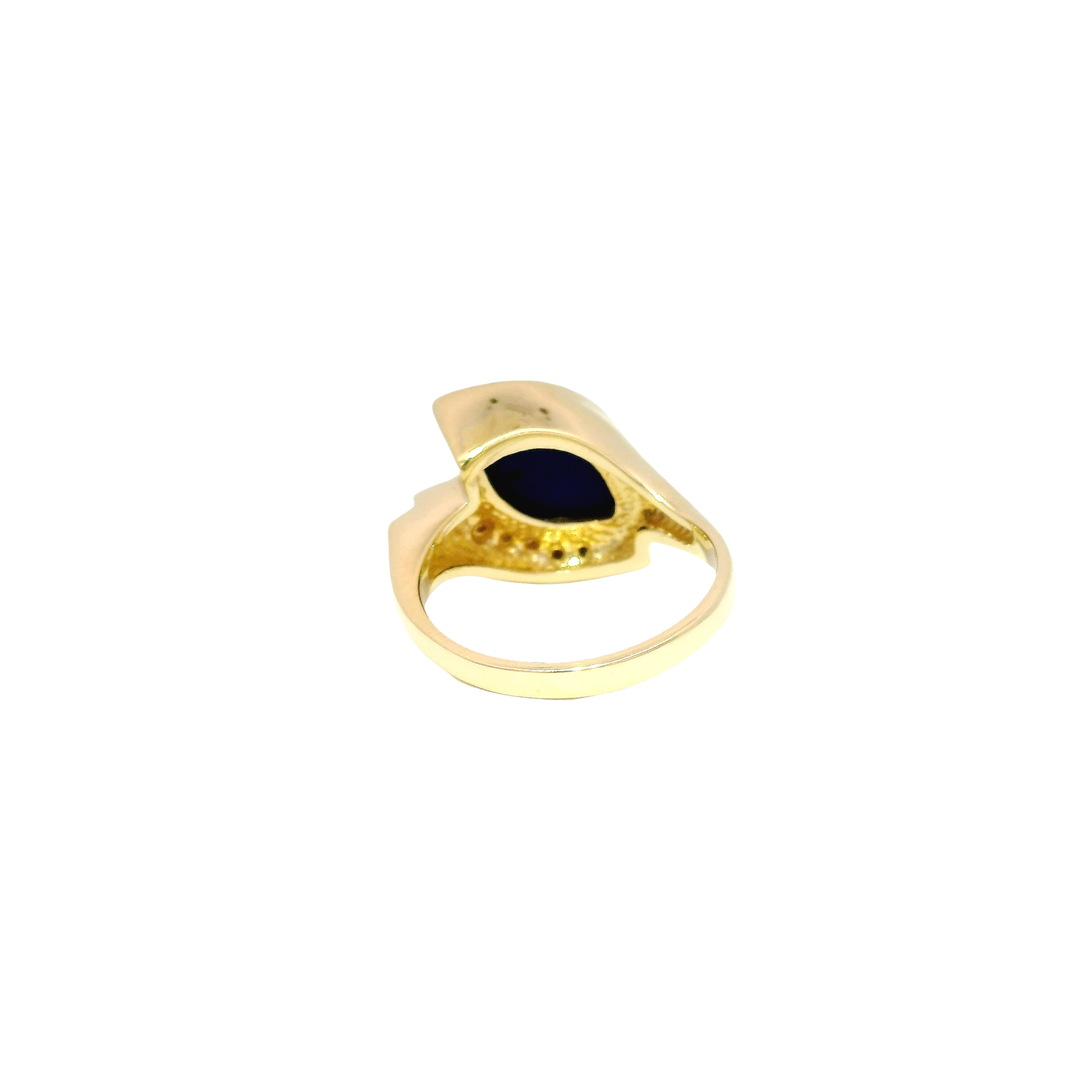 Blue Lapis & Diamond Estate Ring in 14K Yellow Gold