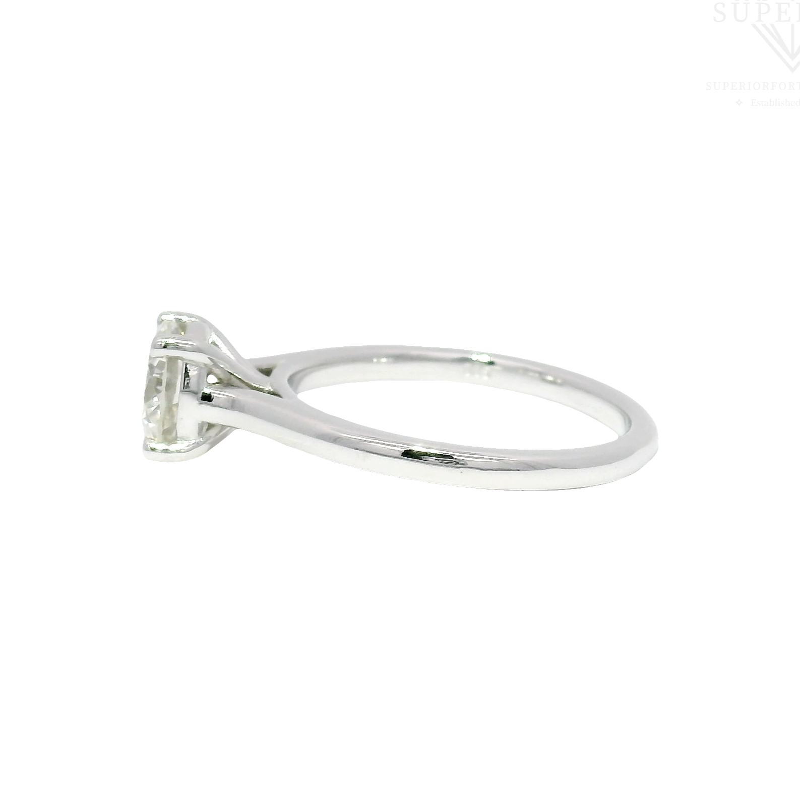 1.25ct Natural Round Diamond in 14K White Gold Cathedral Mounting