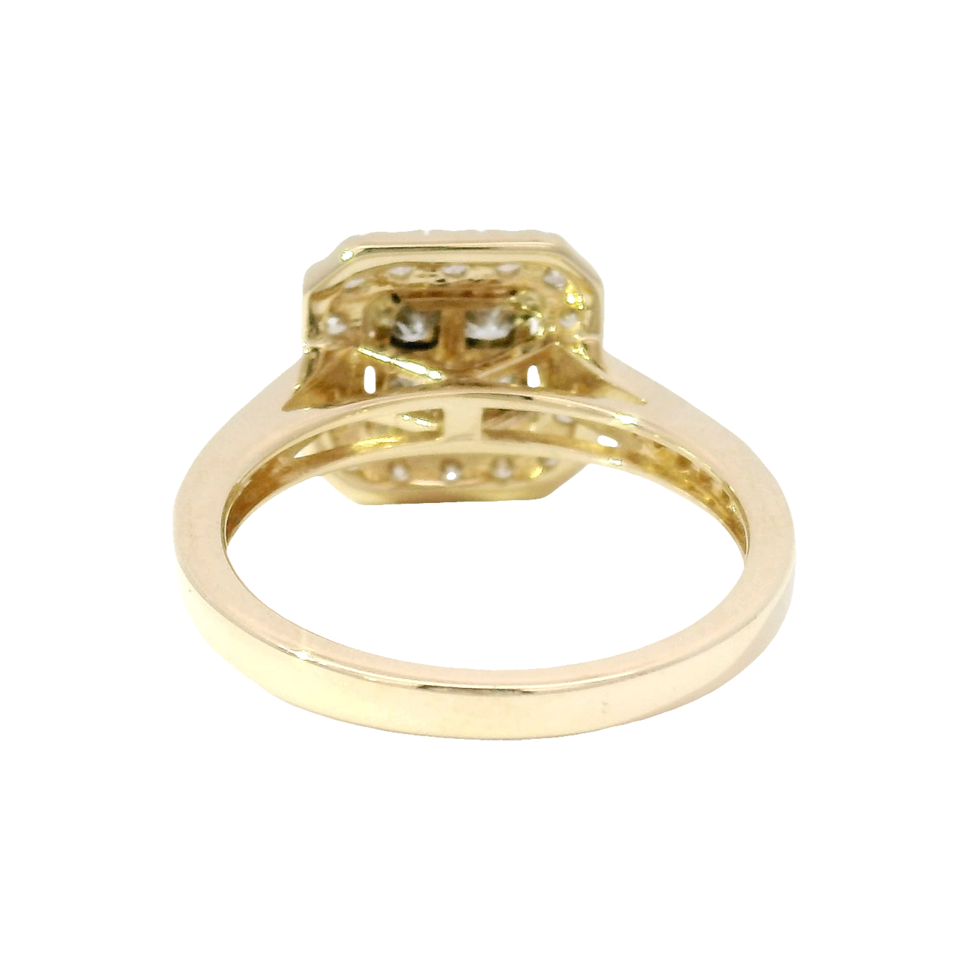 Natural Quad Set Engagement Ring in Halo with Matching Guard Set in 14K Yellow Gold