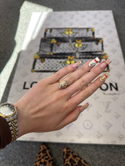 Marquise Diamond Ring Set with Baguettes in 14K Yellow Gold Sz 7