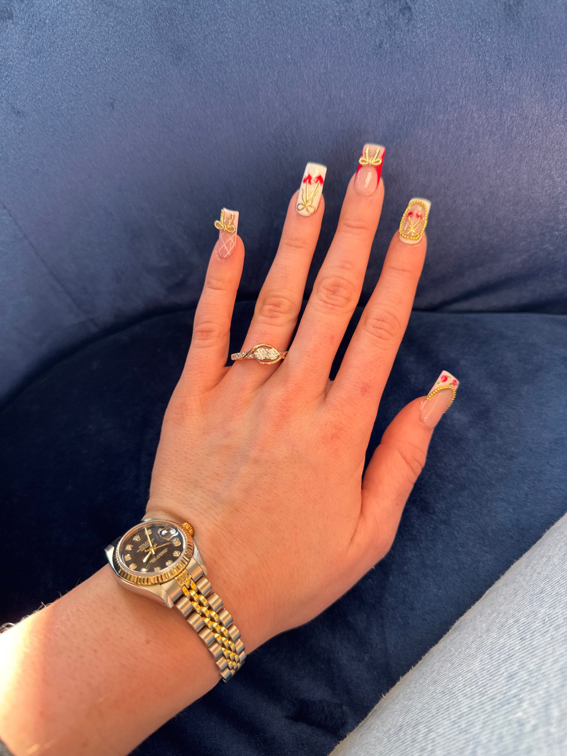 Natural Diamond Engagement Ring Set in 14K Two Tone White & Rose Gold