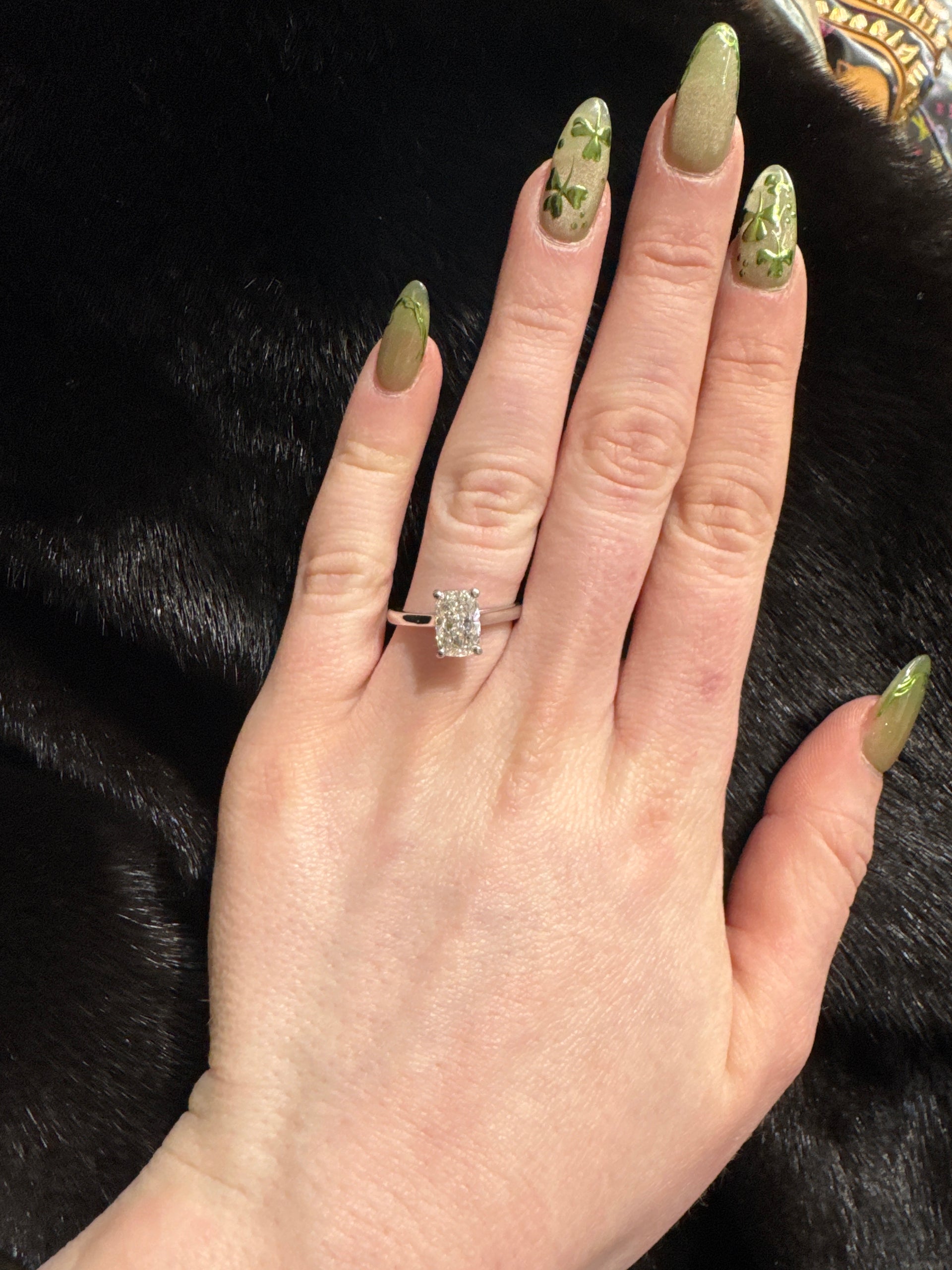 2.03ct. E VS1 Lab Grown Elongated Cushion Cut Diamond in 14K White Gold Cathedral Mounting