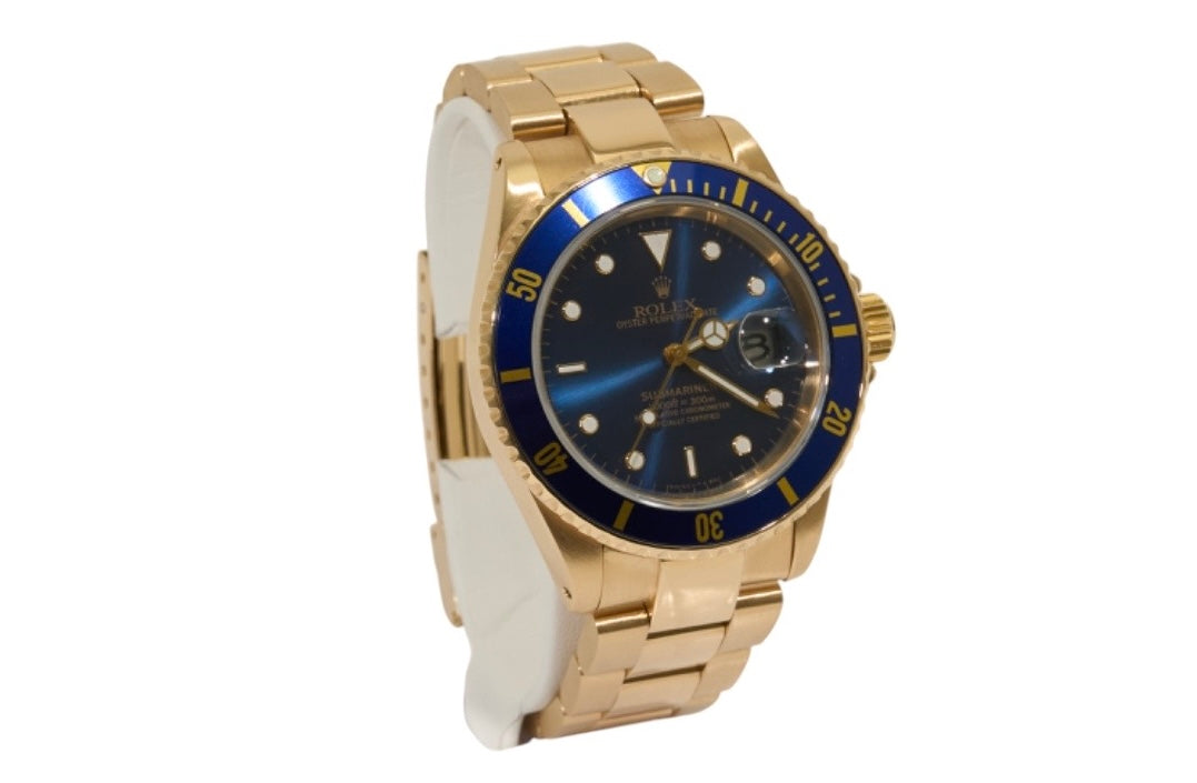 40mm Rolex Solid Gold Submariner Blue Ref 16618