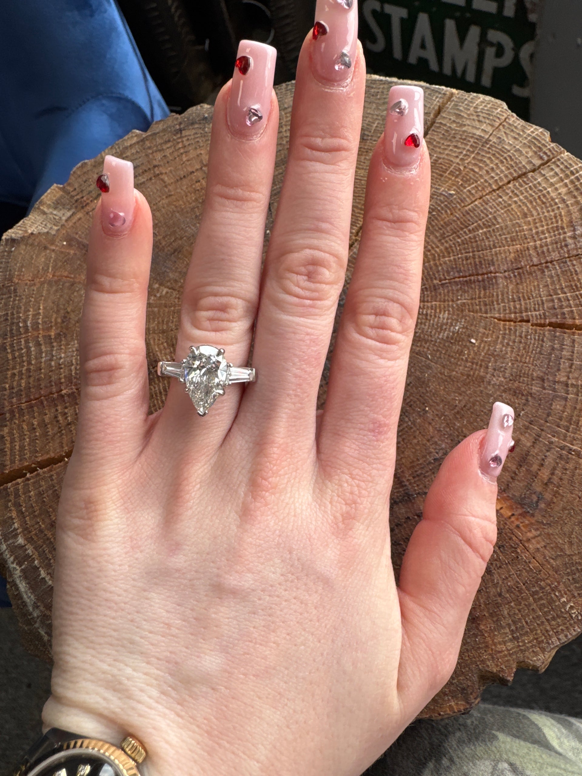4ct. F VS1 Pear Shape Lab Grown Diamond Engagement Ring