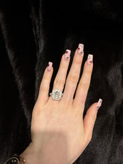 3.01ct. F VS1 Cushion Cut Lab Grown Set in 14k White Gold Halo Sz 7