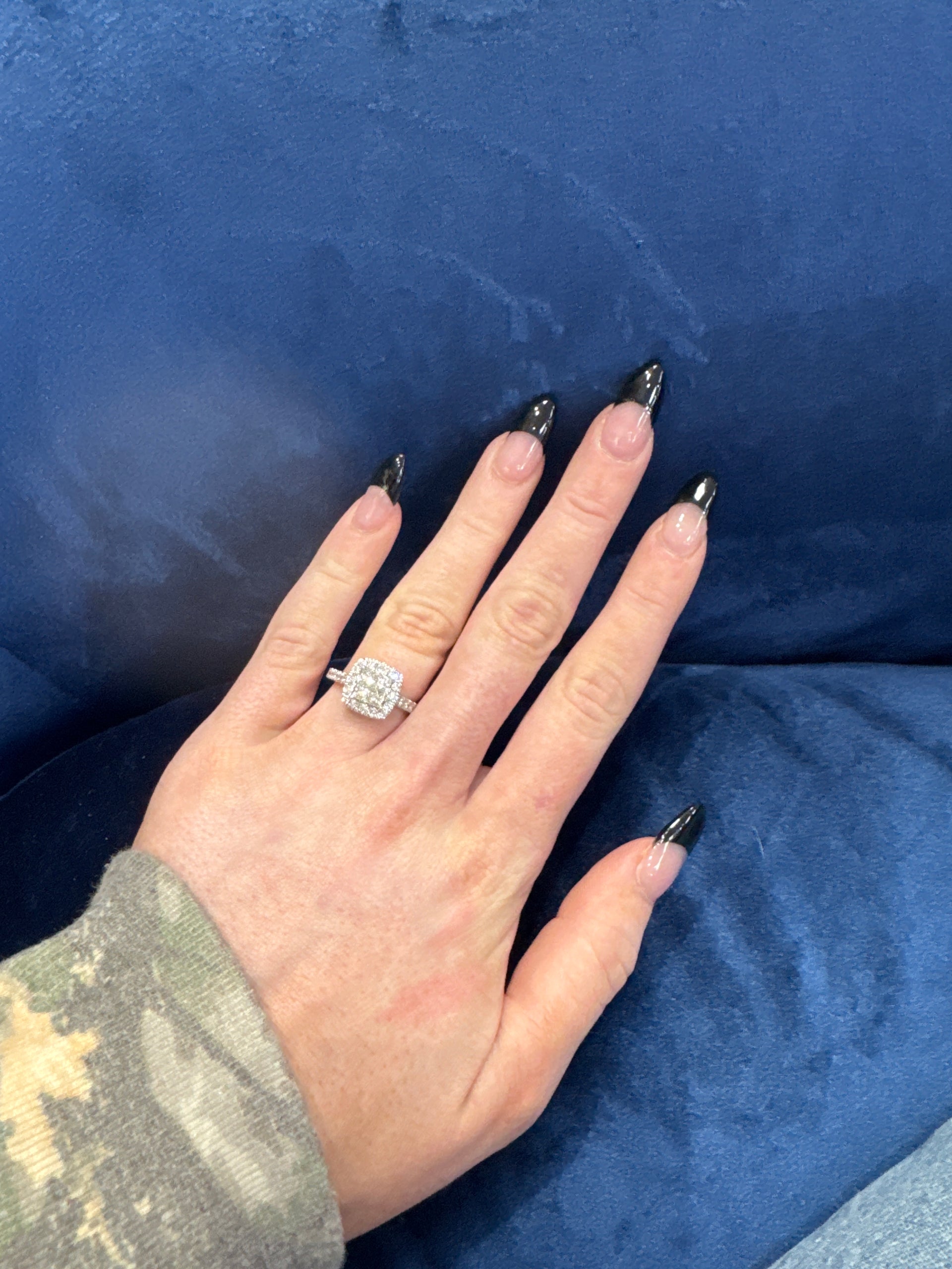 Natural Diamond Quad Set Engagement Ring in 14K White Gold