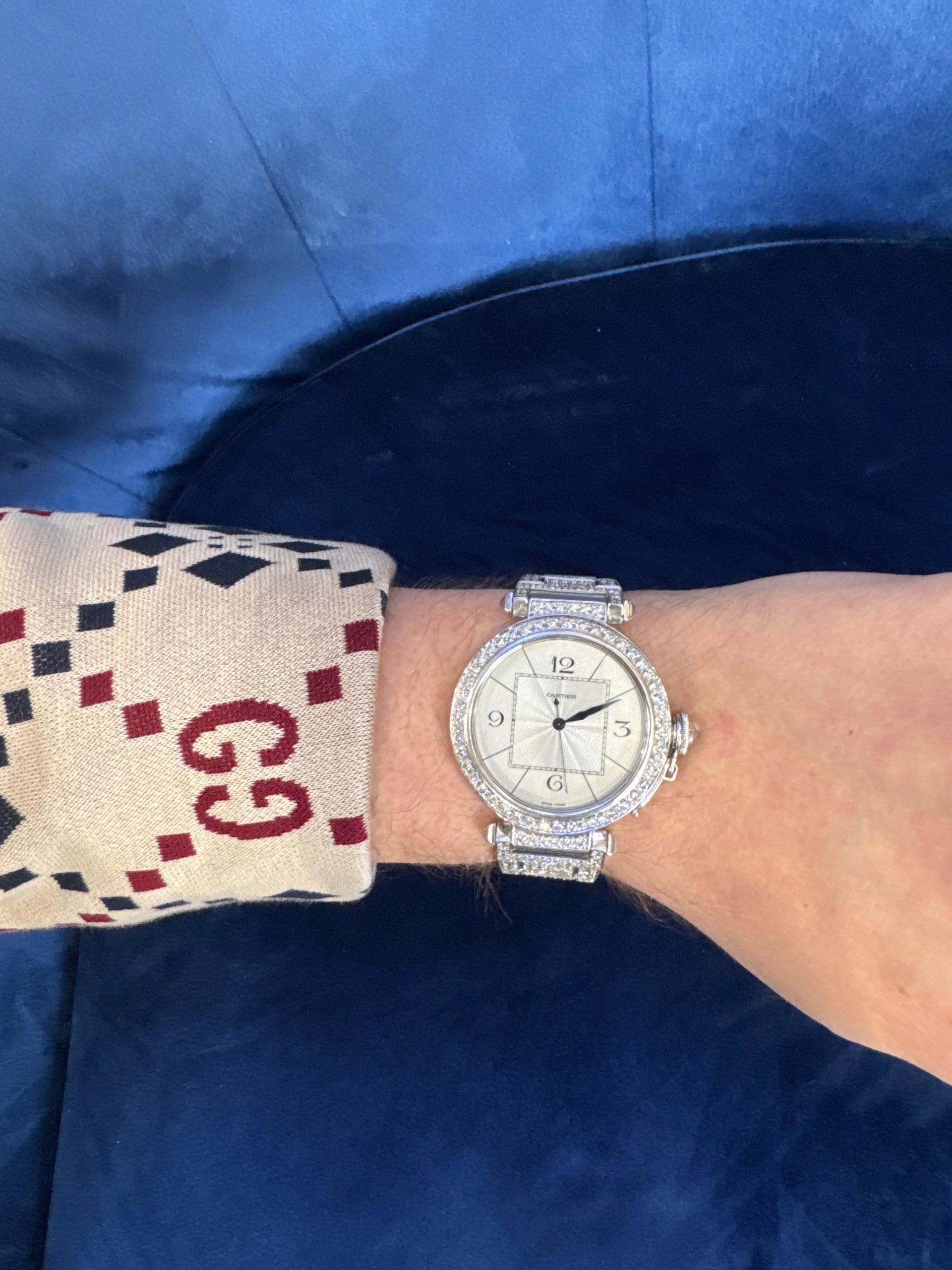 Cartier Pasha 42 in 18K White Gold Featuring 20 carats of Natural Diamonds