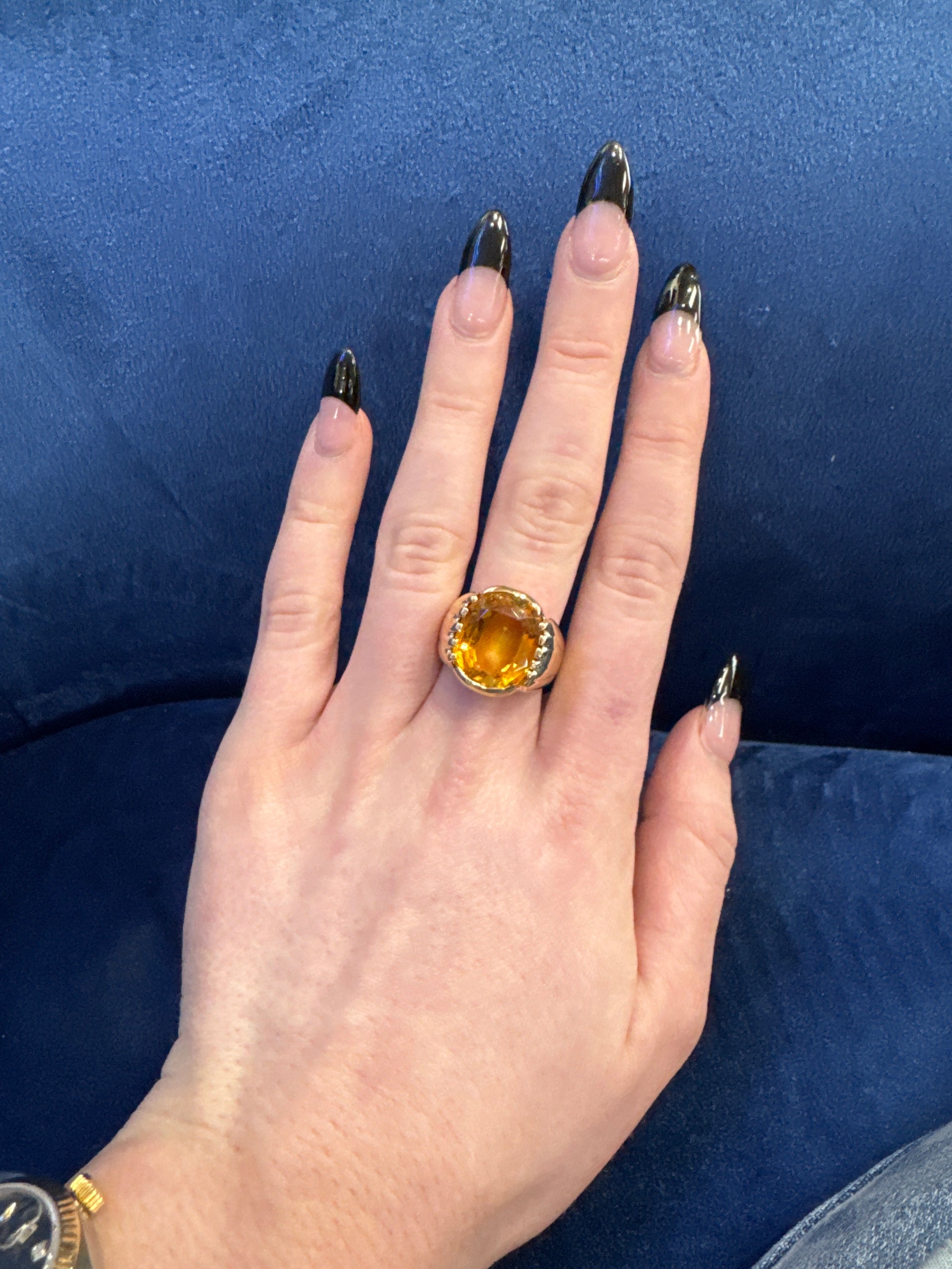 Oval Cut Citrine Statement Ring in 14K Yellow Gold