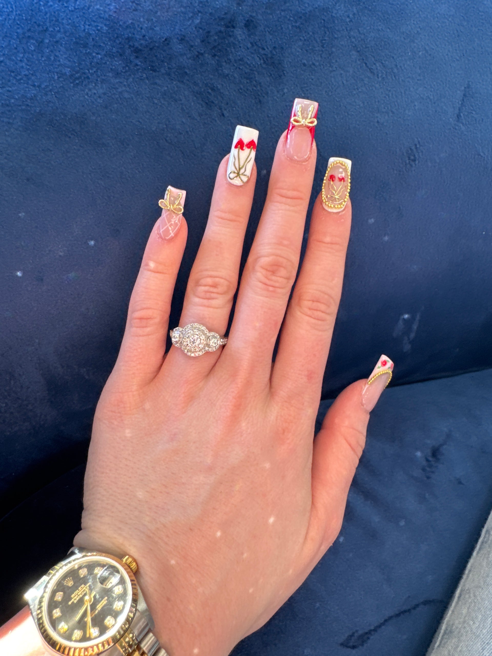 Natural Diamond Tiered Cluster Ring Set in 14K White Gold