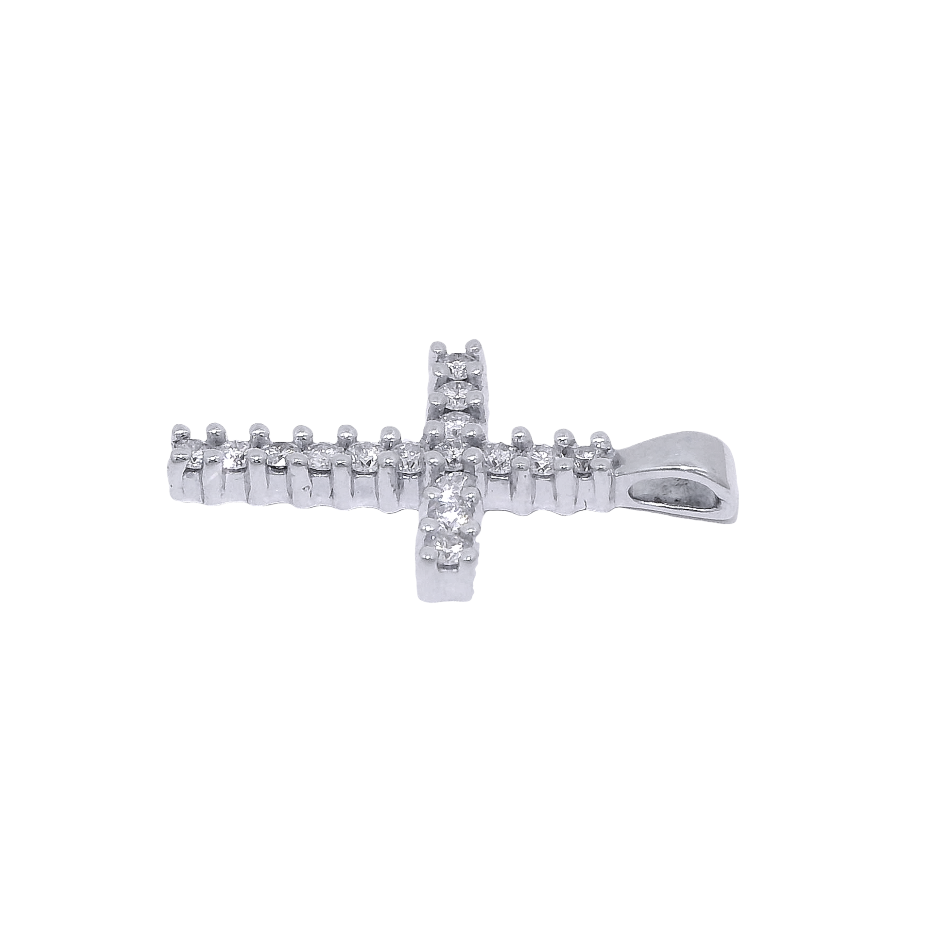 Natural Diamond Cross Pendant in 14K White Gold