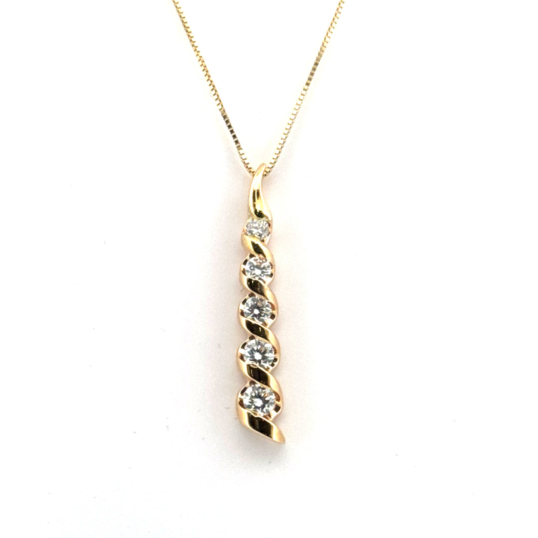 Natural Diamond Pendant Set in 14K Yellow Gold