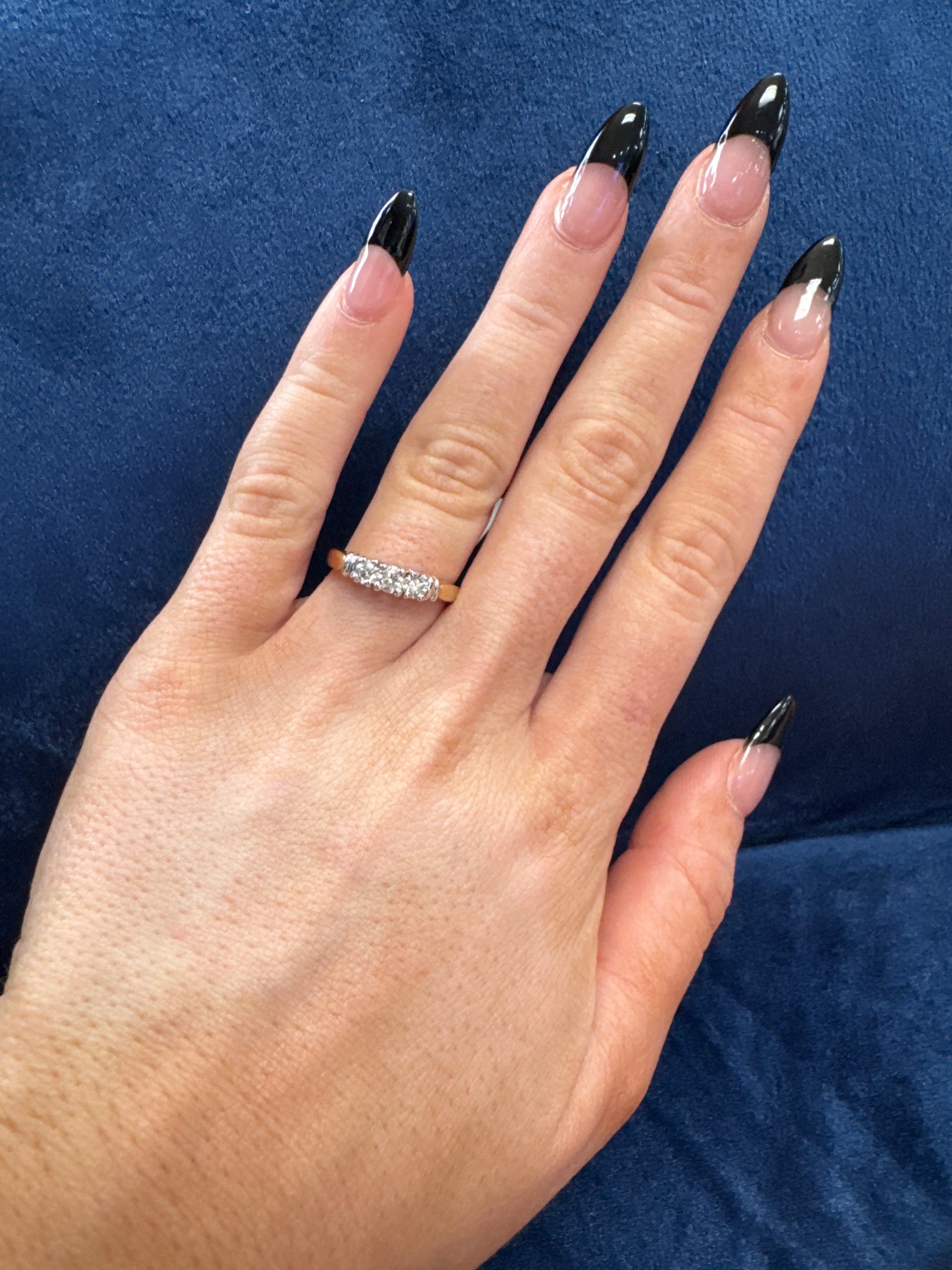 14k Yellow Gold Diamond Three Stone Ring