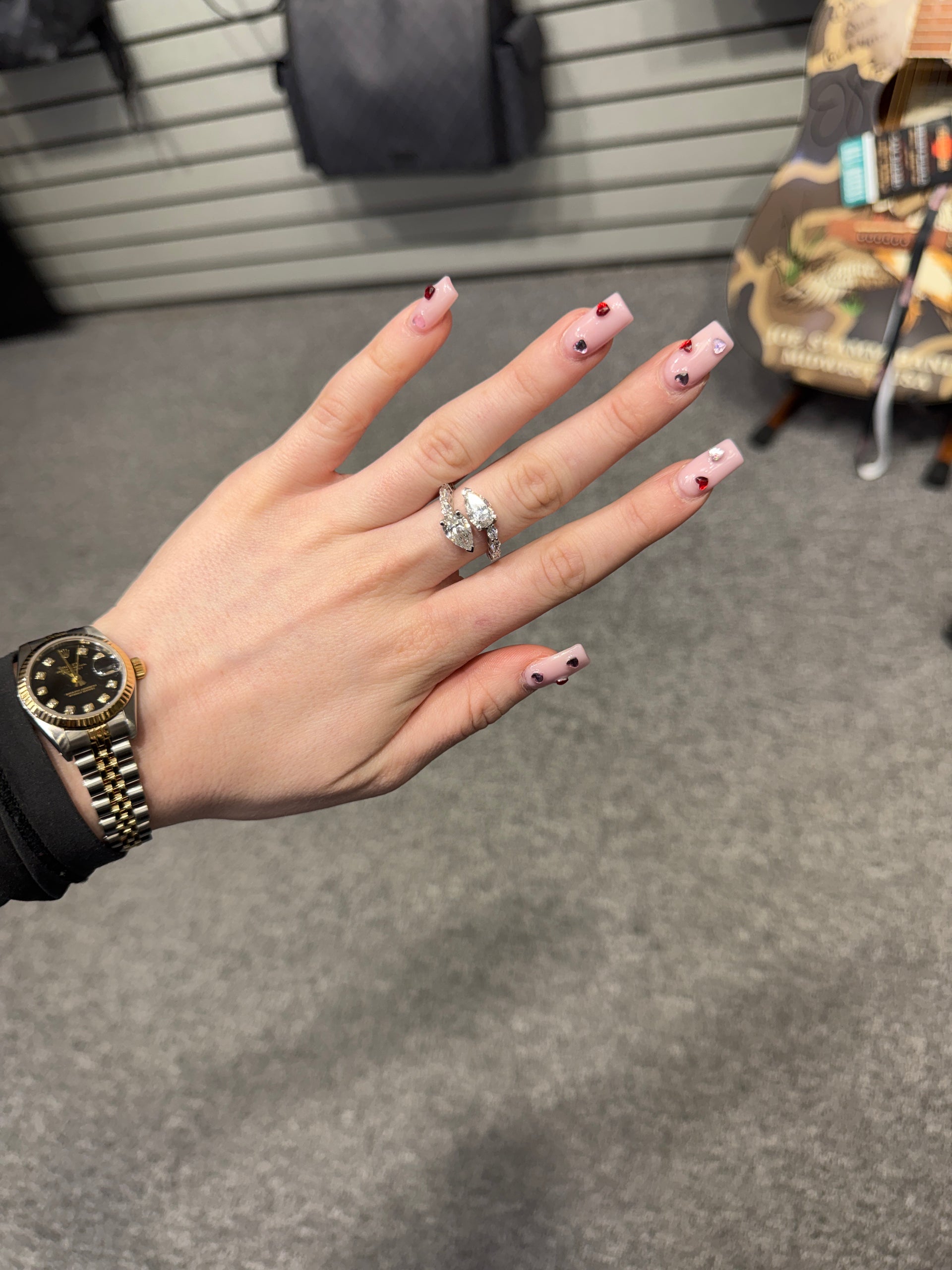 3.85cttw. Lab Grown F VS1 Pear Snake Style Ring