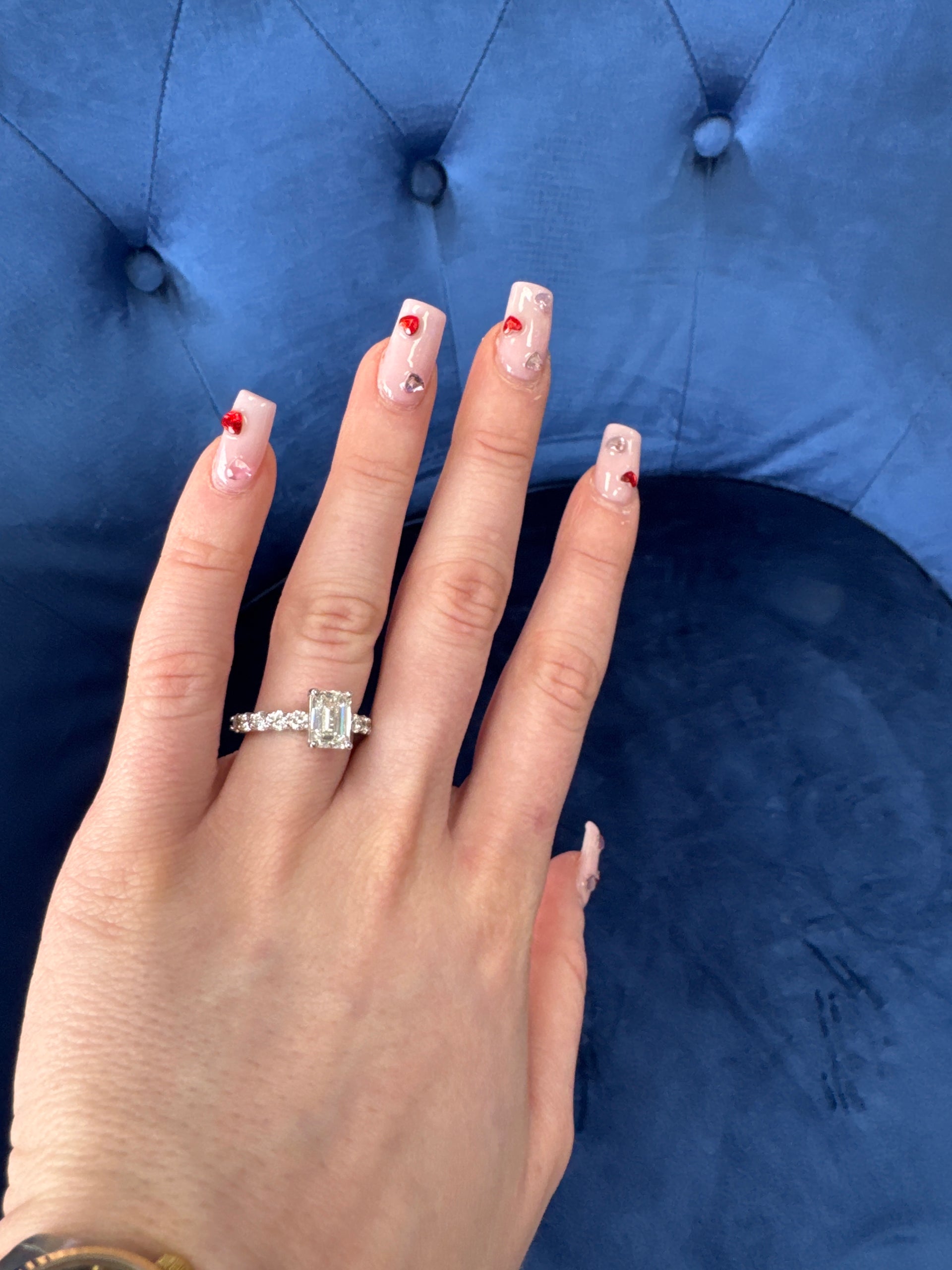 2.07ct. E VVS2 Emerald Cut Lab Grown Diamond on 10pt 14K White Gold Band