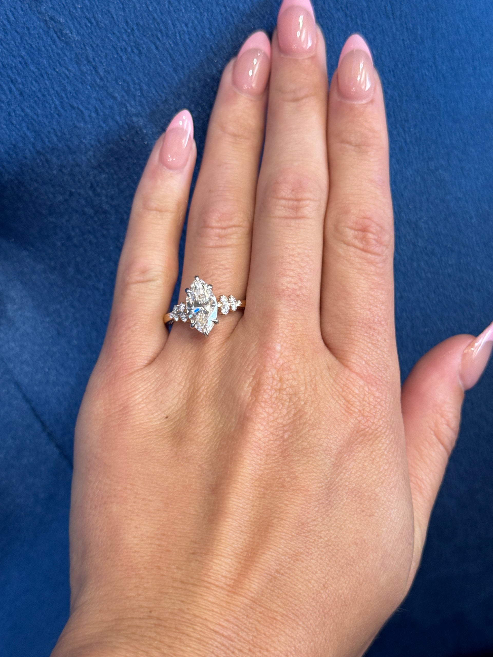2.05ct. F VS1 Lab Grown Marquise Diamond in Custom 14K Yellow Gold Mounting