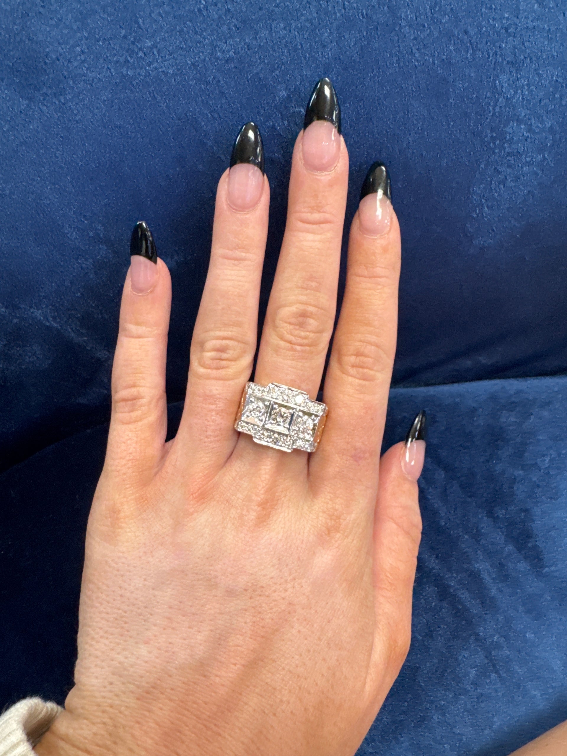 Custom Natural Diamond Nugget Style Men's Ring in 14K Yellow Gold