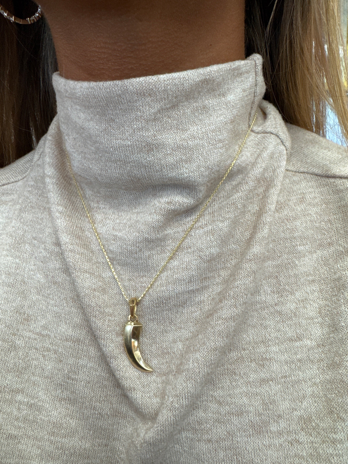 David Yurman Roman Claw Amulet in Solid 18K Yellow Gold on 14K Yellow Gold Rope Chain