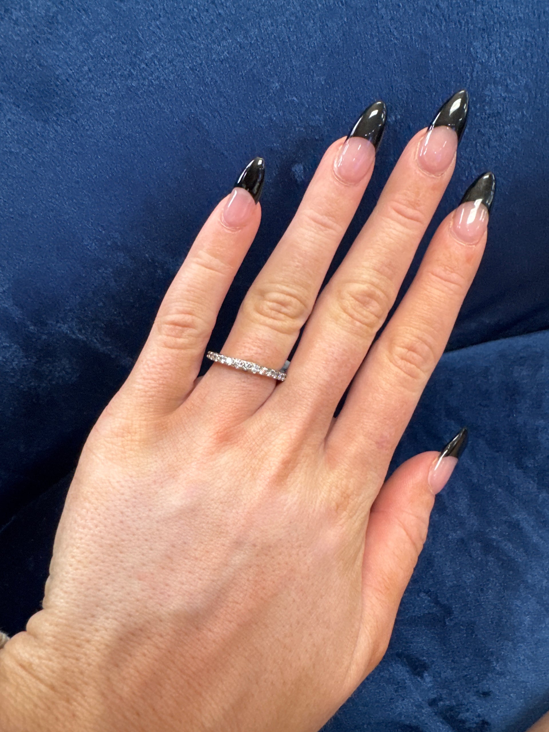 Natural Diamond Band with Sapphire Accents in 14K White Gold