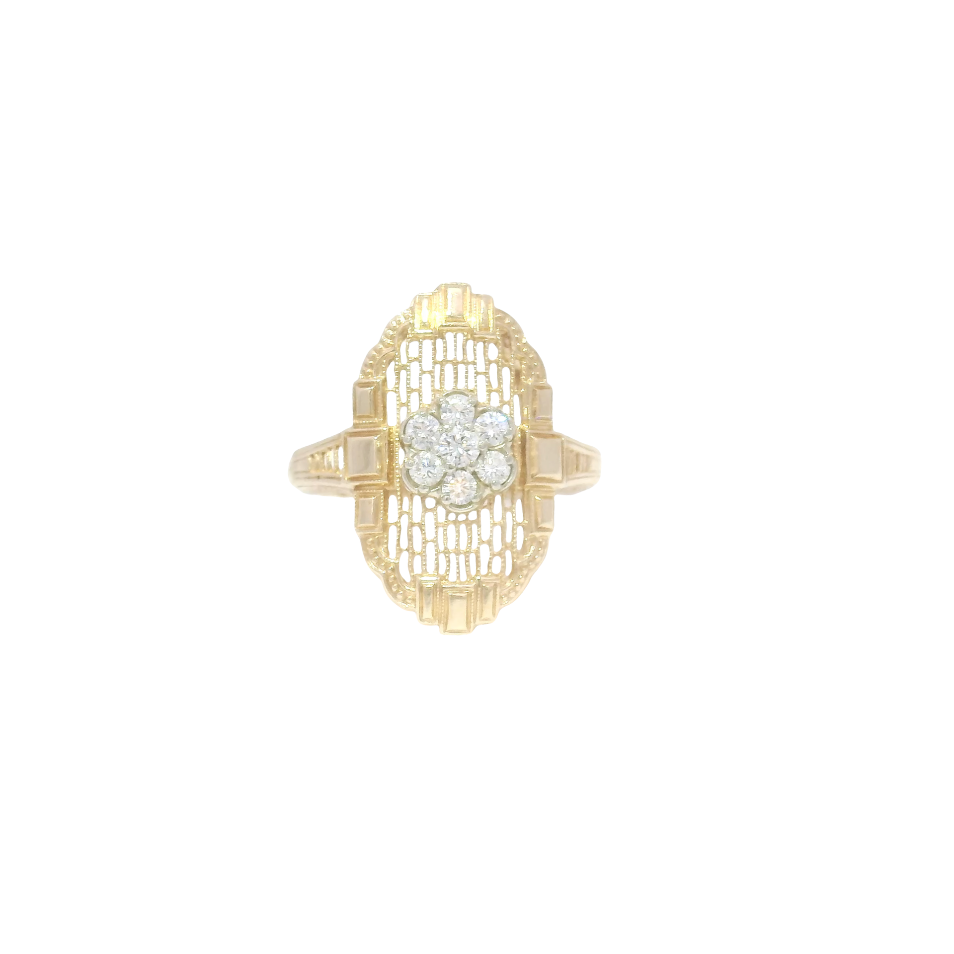 Vintage Style Diamond Estate Ring in 14K Yellow Gold