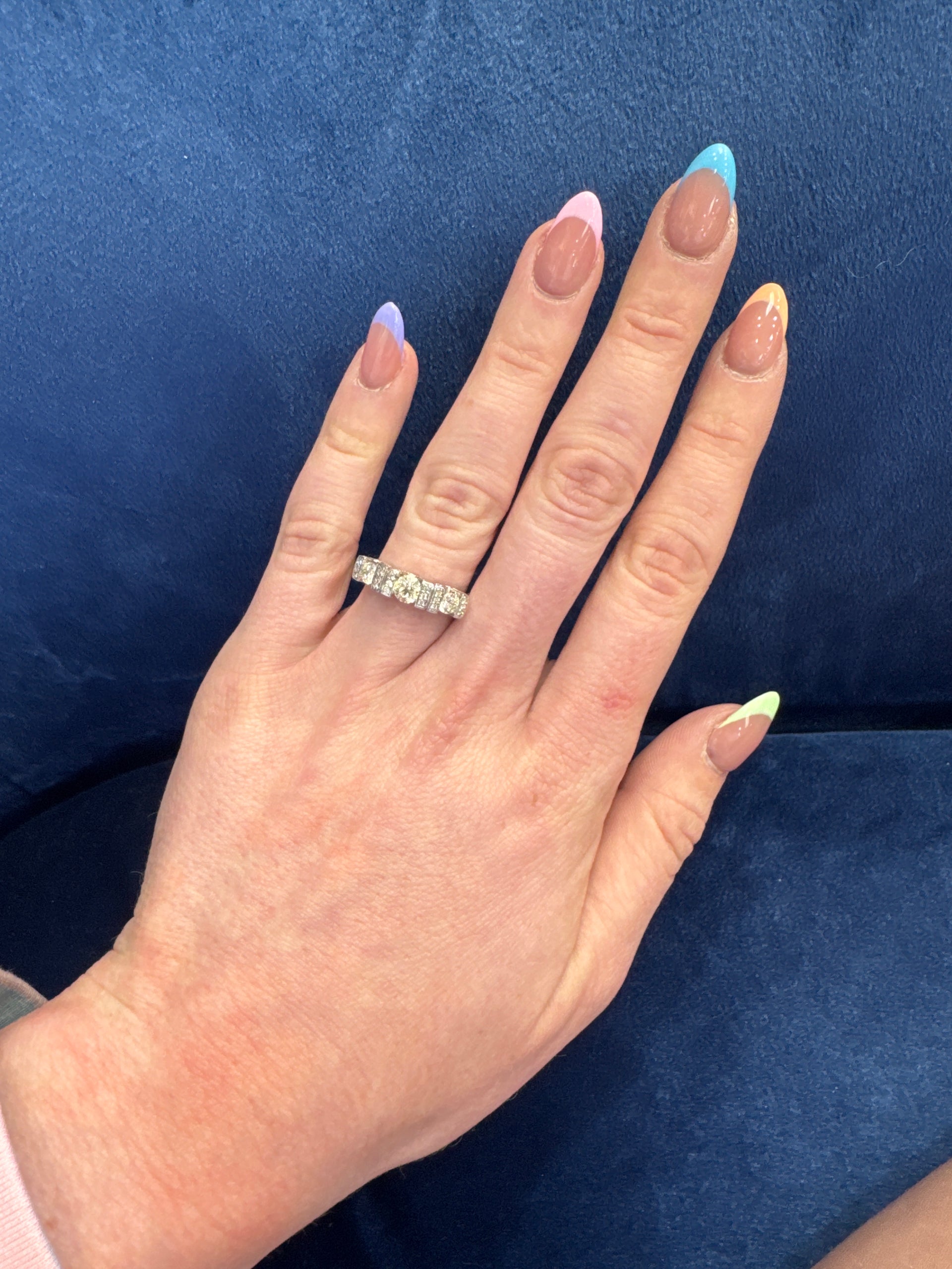 Natural Diamond Three Stone Anniversary Ring in 14K White Gold