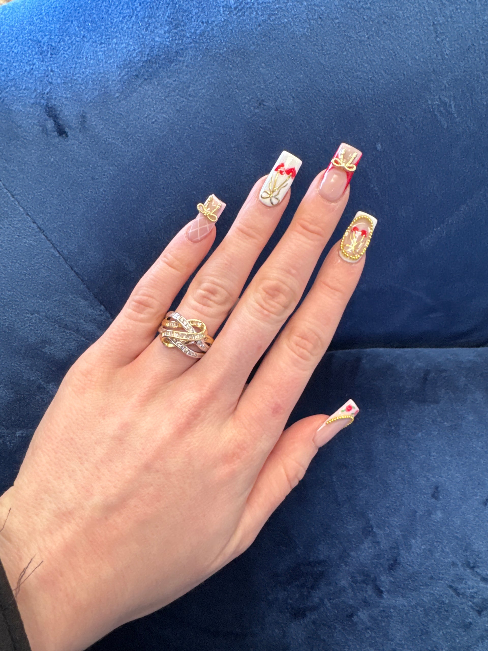 Two Tone Natural Diamond Fashion Ring Set in 14K White & Yellow Gold