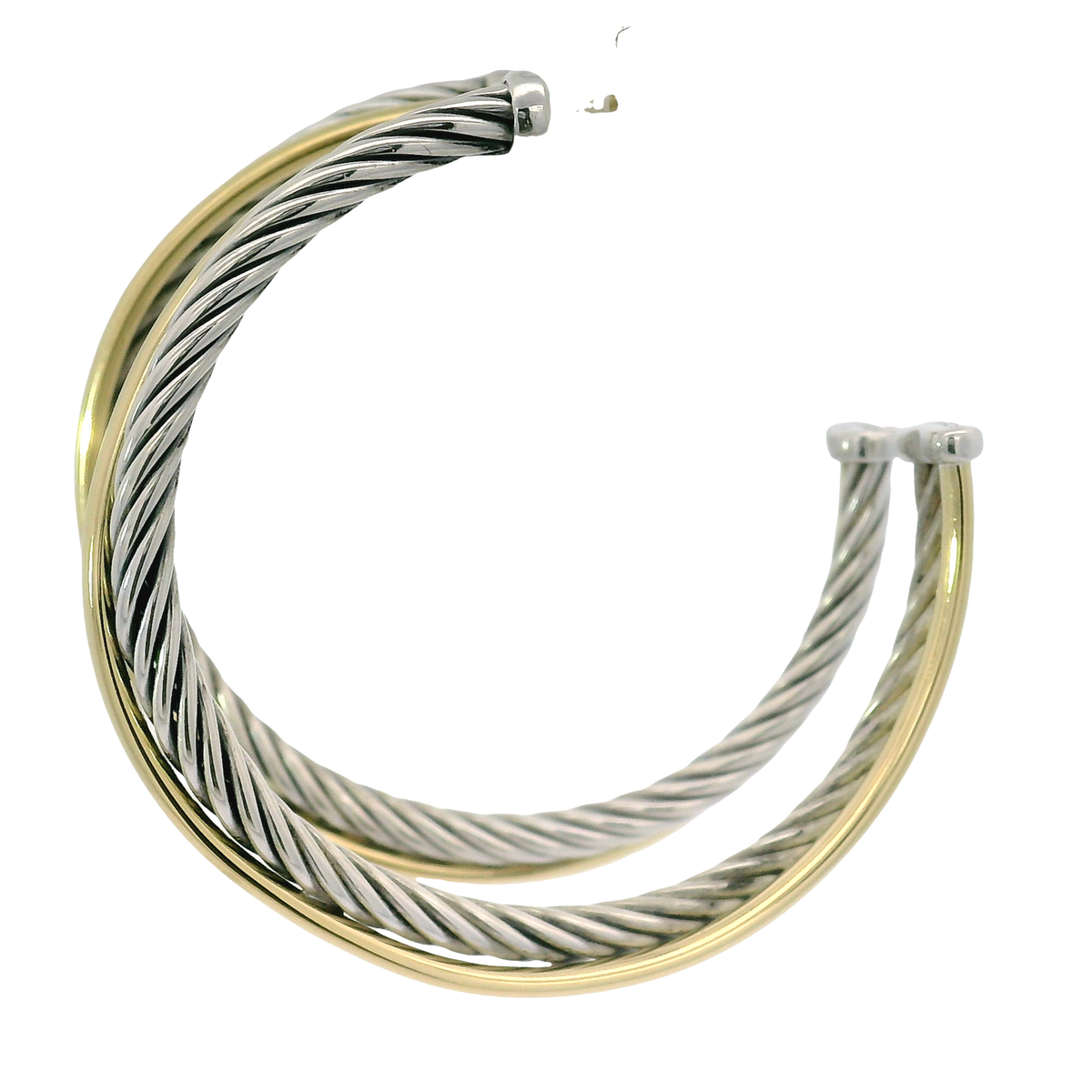 David Yurman Crossover Hoop Earrings in Sterling Silver with 18K Yellow Gold Bonded Accent
