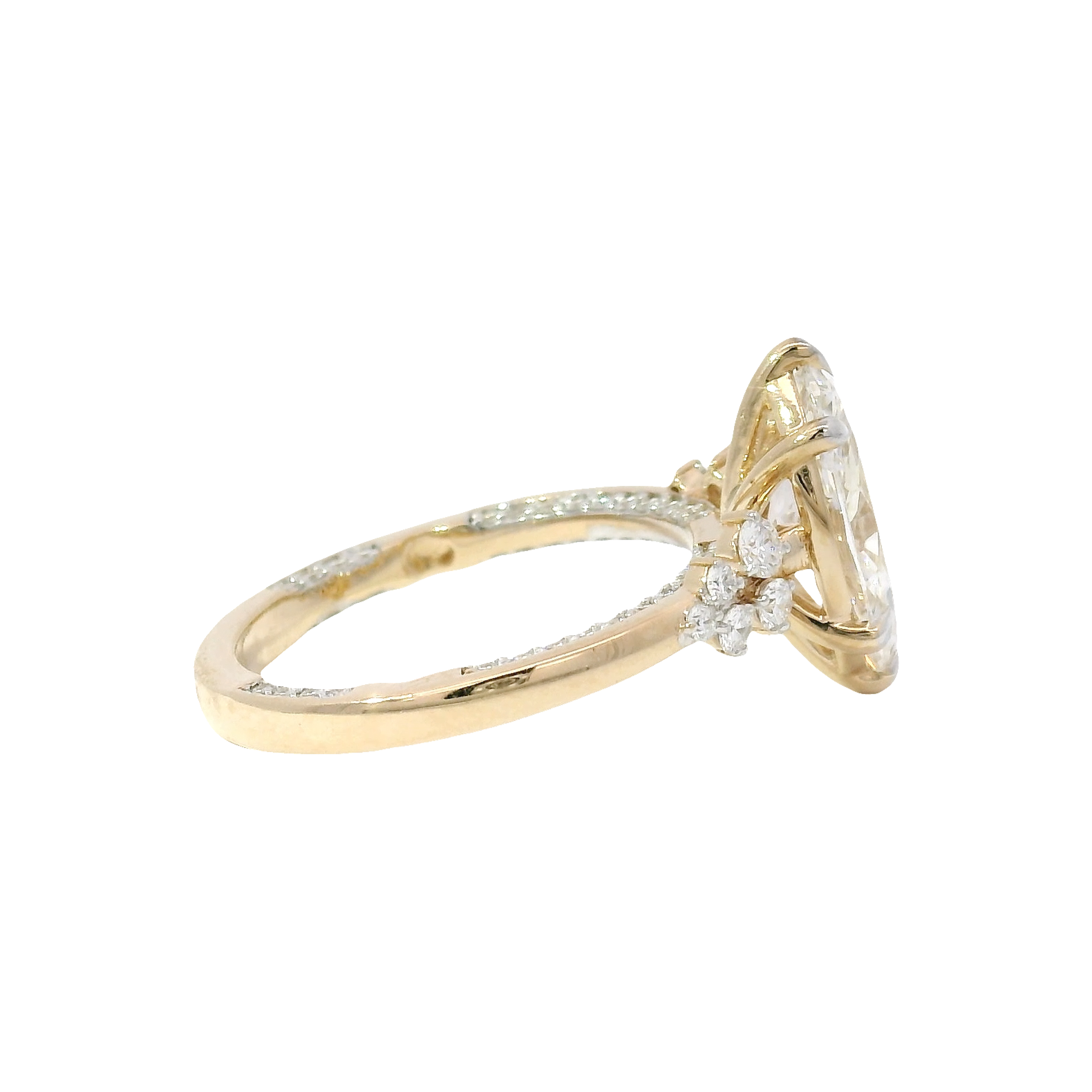 2.05ct. F VS1 Lab Grown Marquise Diamond in Custom 14K Yellow Gold Mounting