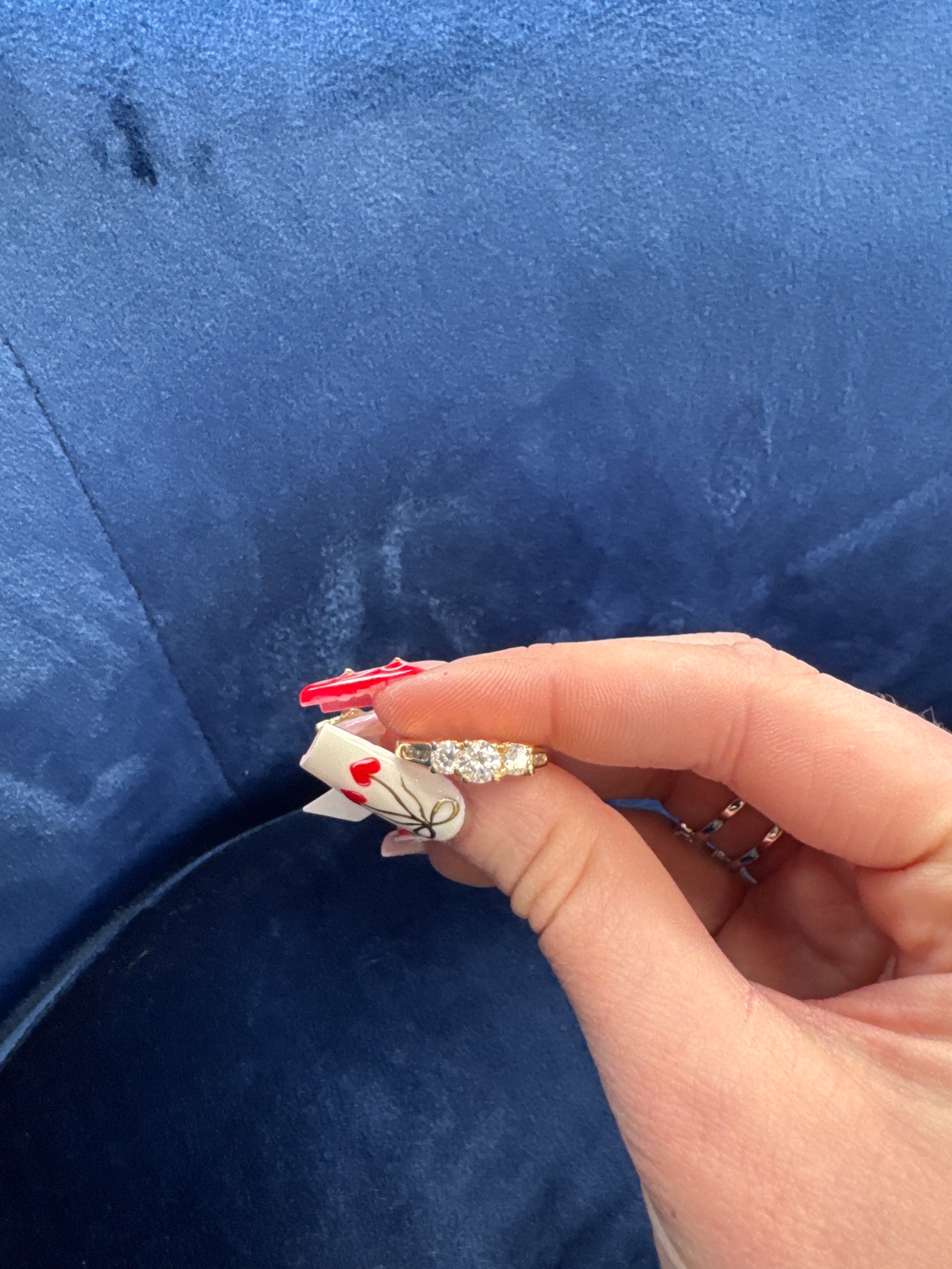 Natural Diamond Three Stone Ring in 14K Yellow Gold