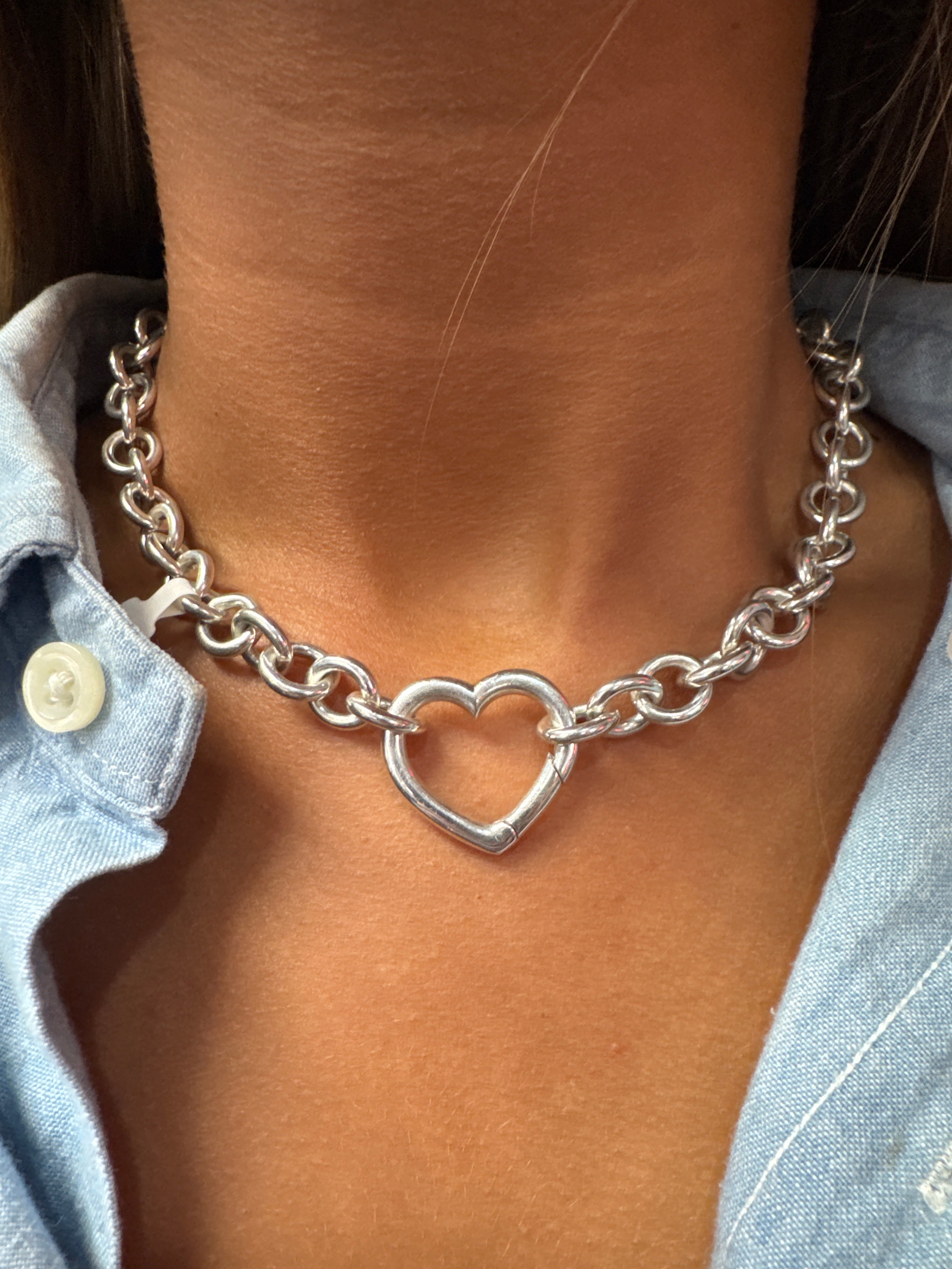 Tiffany & Co .925 Sterling Silver Heart Choker