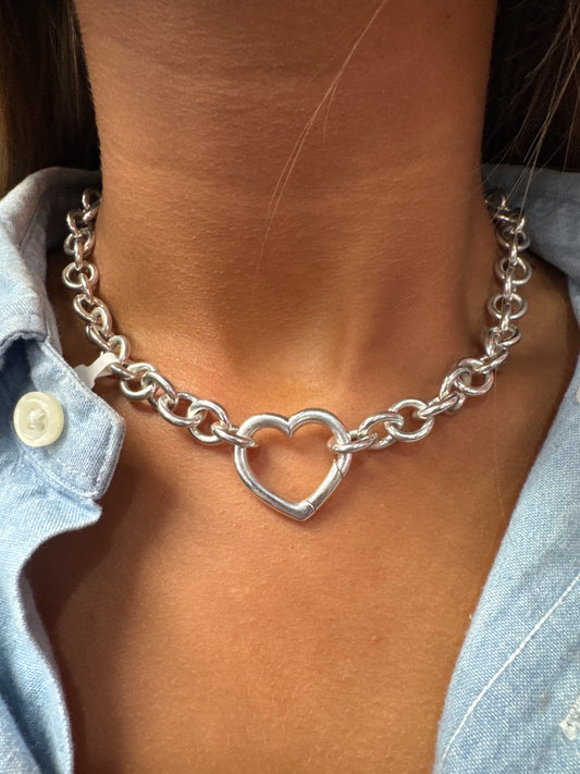 Tiffany & Co .925 Sterling Silver Heart Choker
