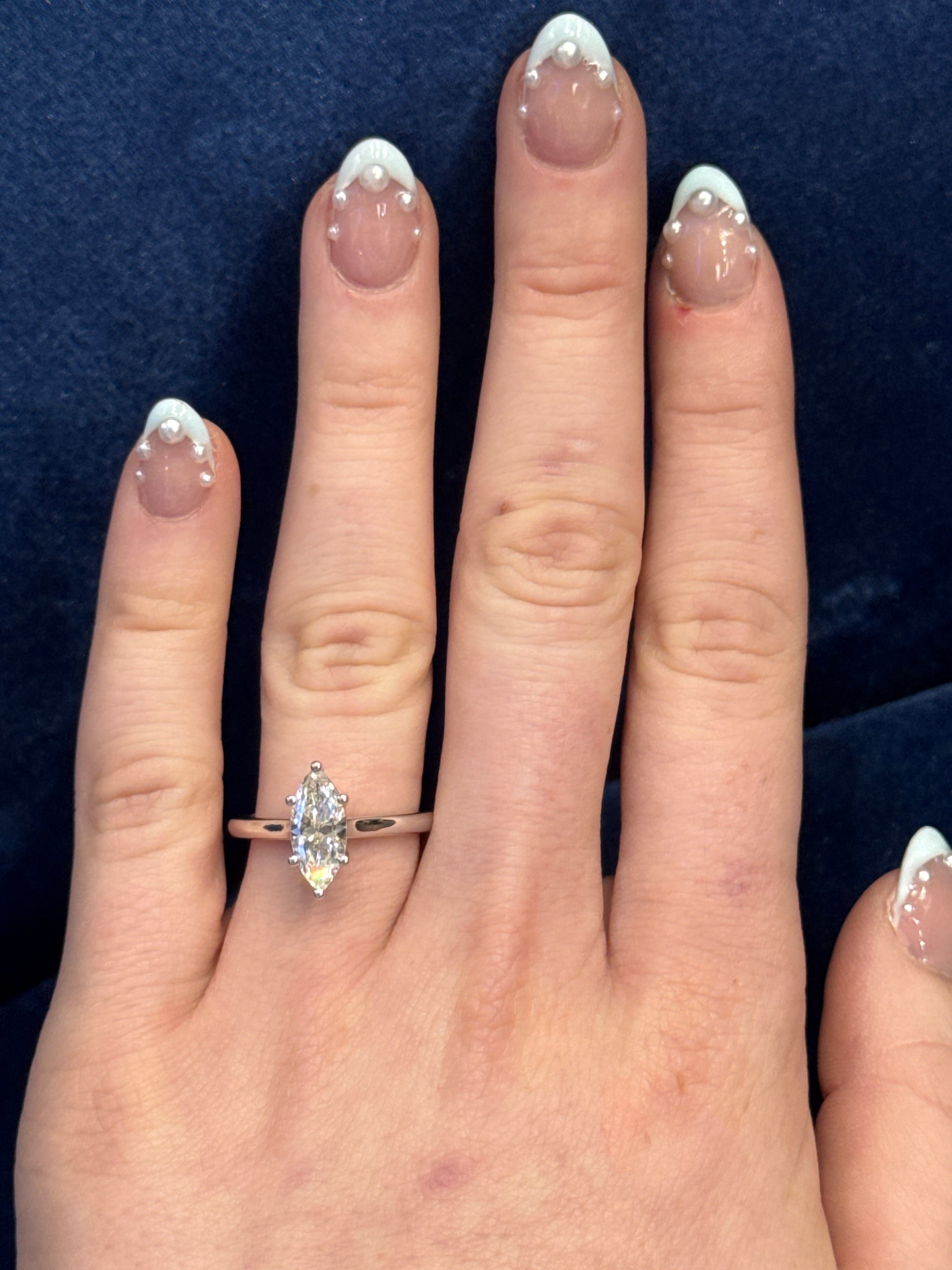 1.25ct. Natural Marquise Cut Diamond in 14K White Gold Cathedral