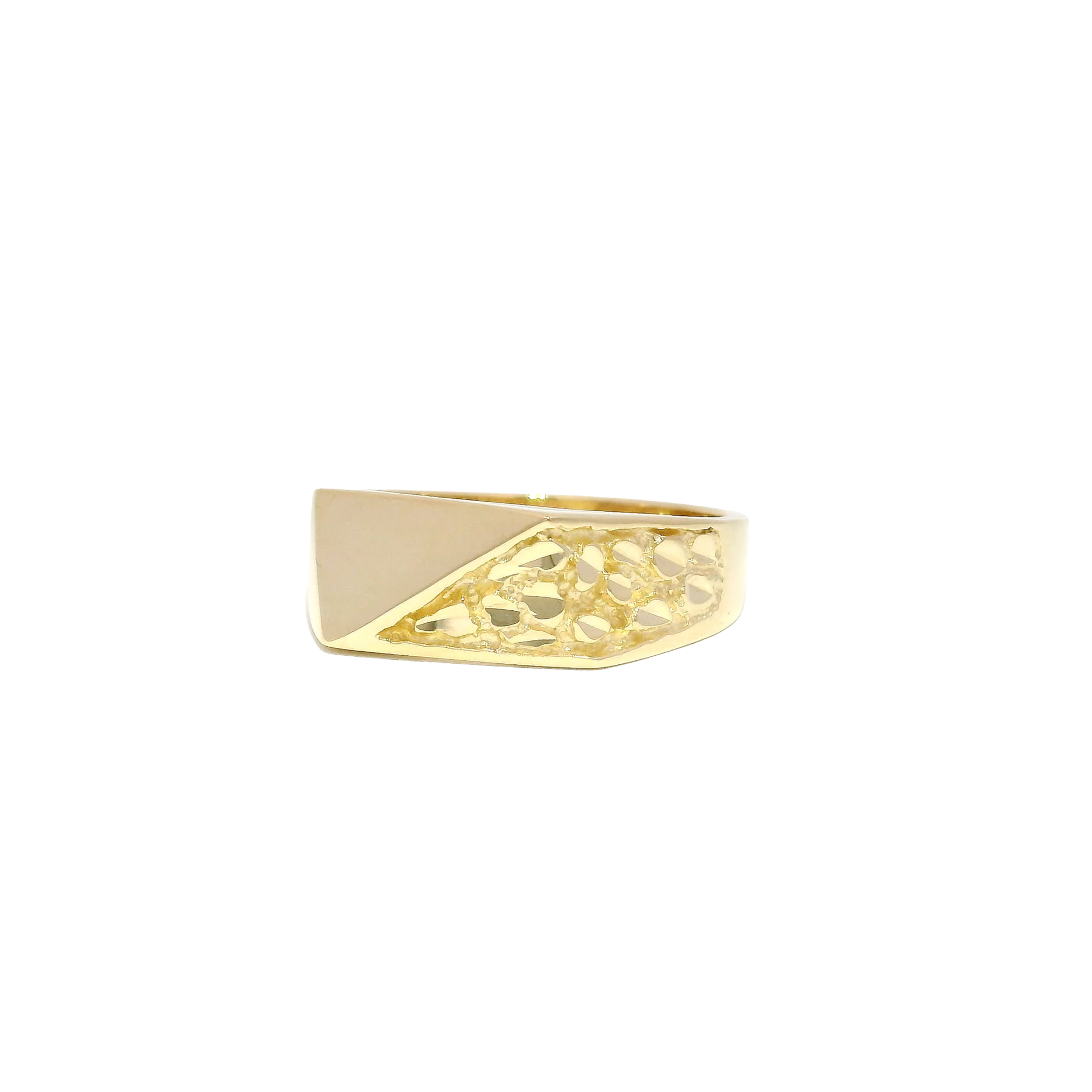 Geometric Nugget Style Men's Ring in 10K Yellow Gold Sz 11