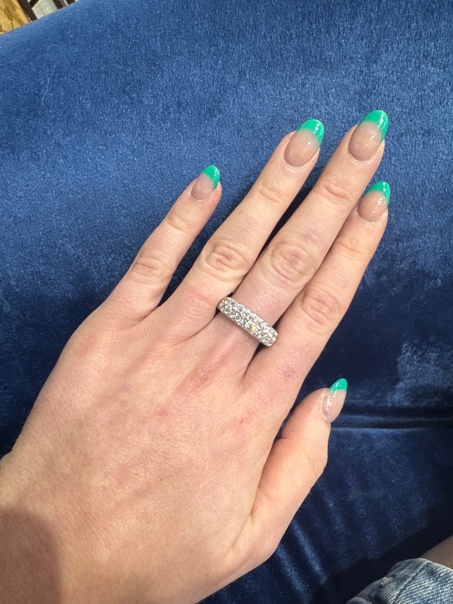 Lab Grown Double Row Round Diamond Band in 14K White Gold Sz 9