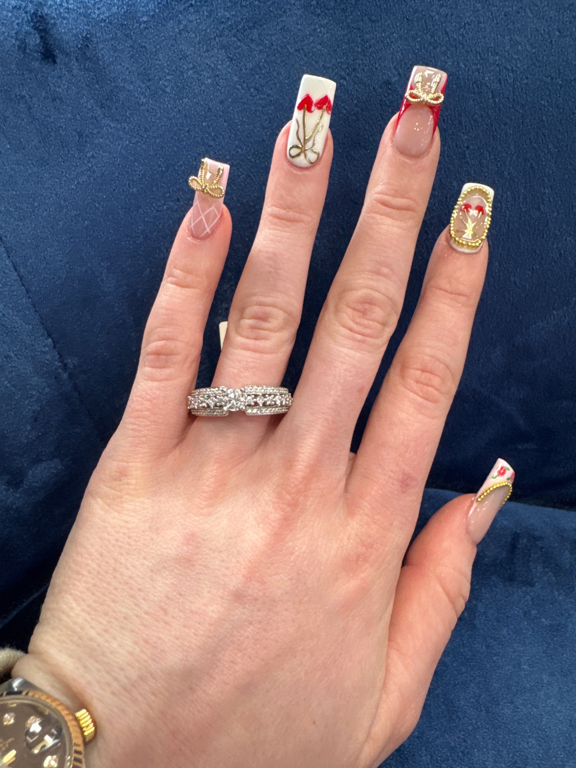 Natural Round Diamond Engagement Set in 14K White Gold
