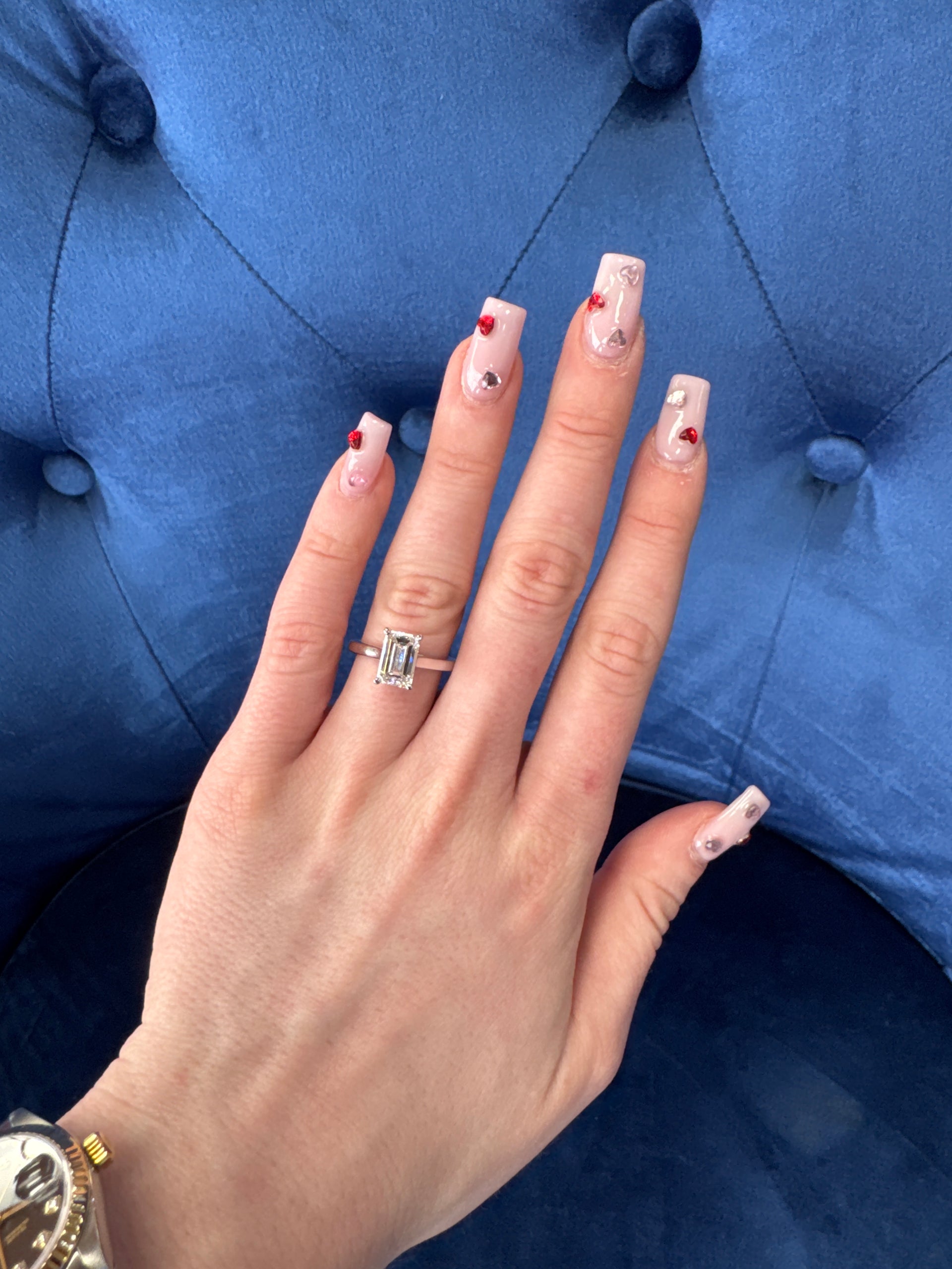 2.60ct. F VS1 Lab Grown Emerald Cut Diamond in 14K White Gold Mounting