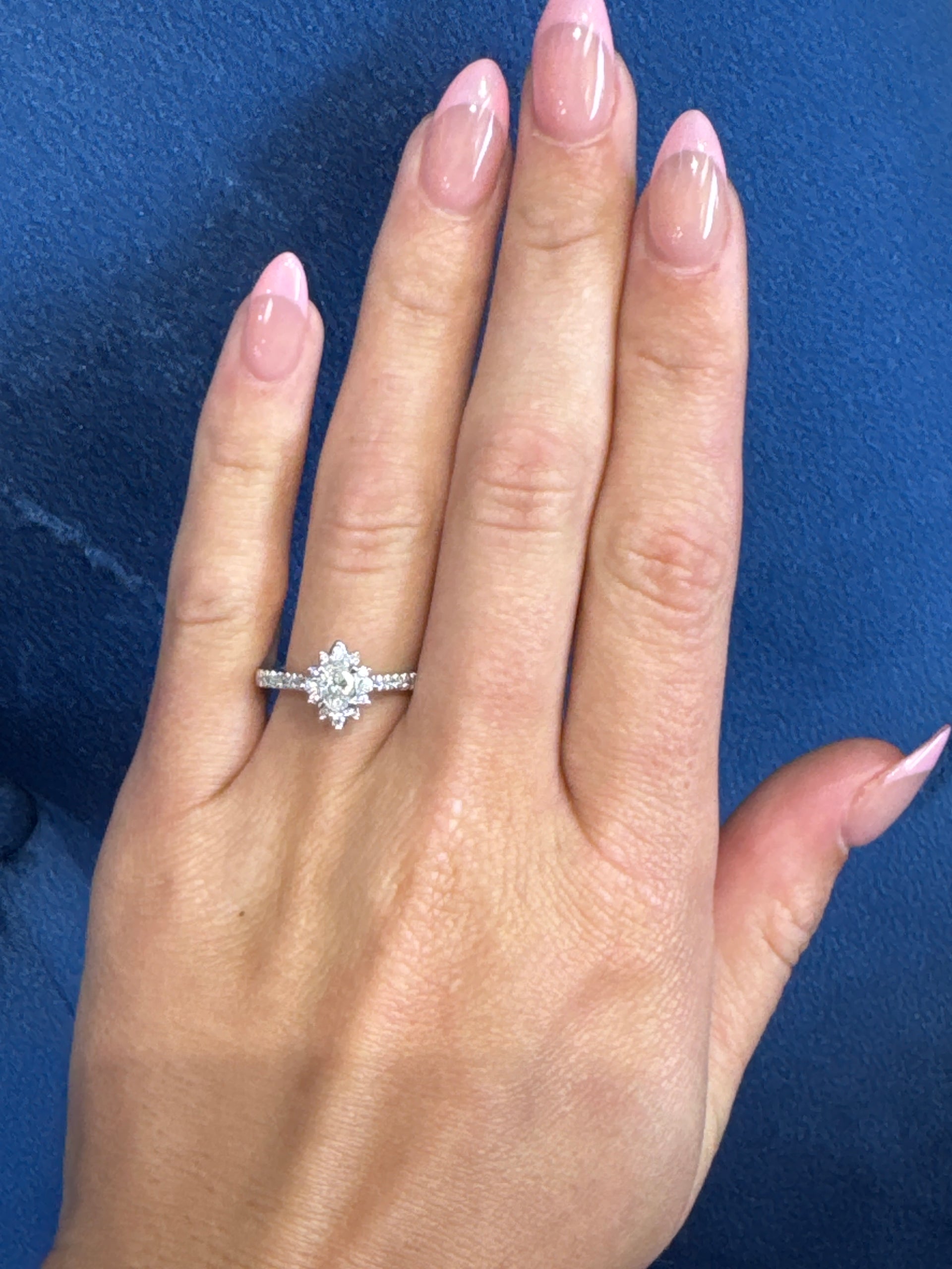 Natural Oval Diamond Engagement Ring in 14K White Gold
