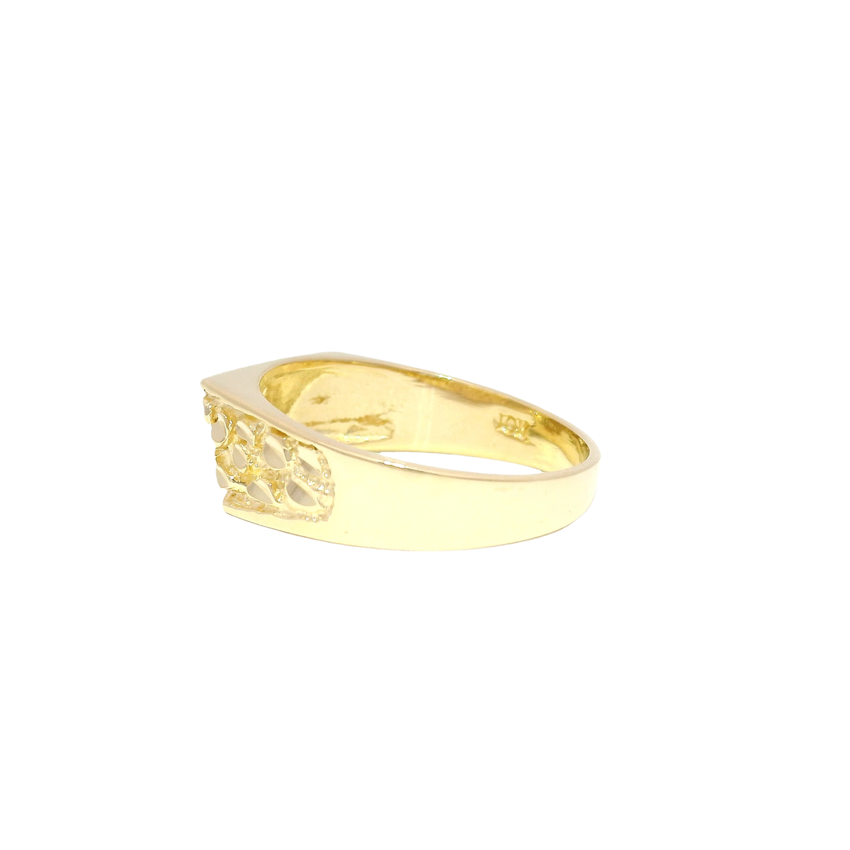 Geometric Nugget Style Men's Ring in 10K Yellow Gold Sz 11