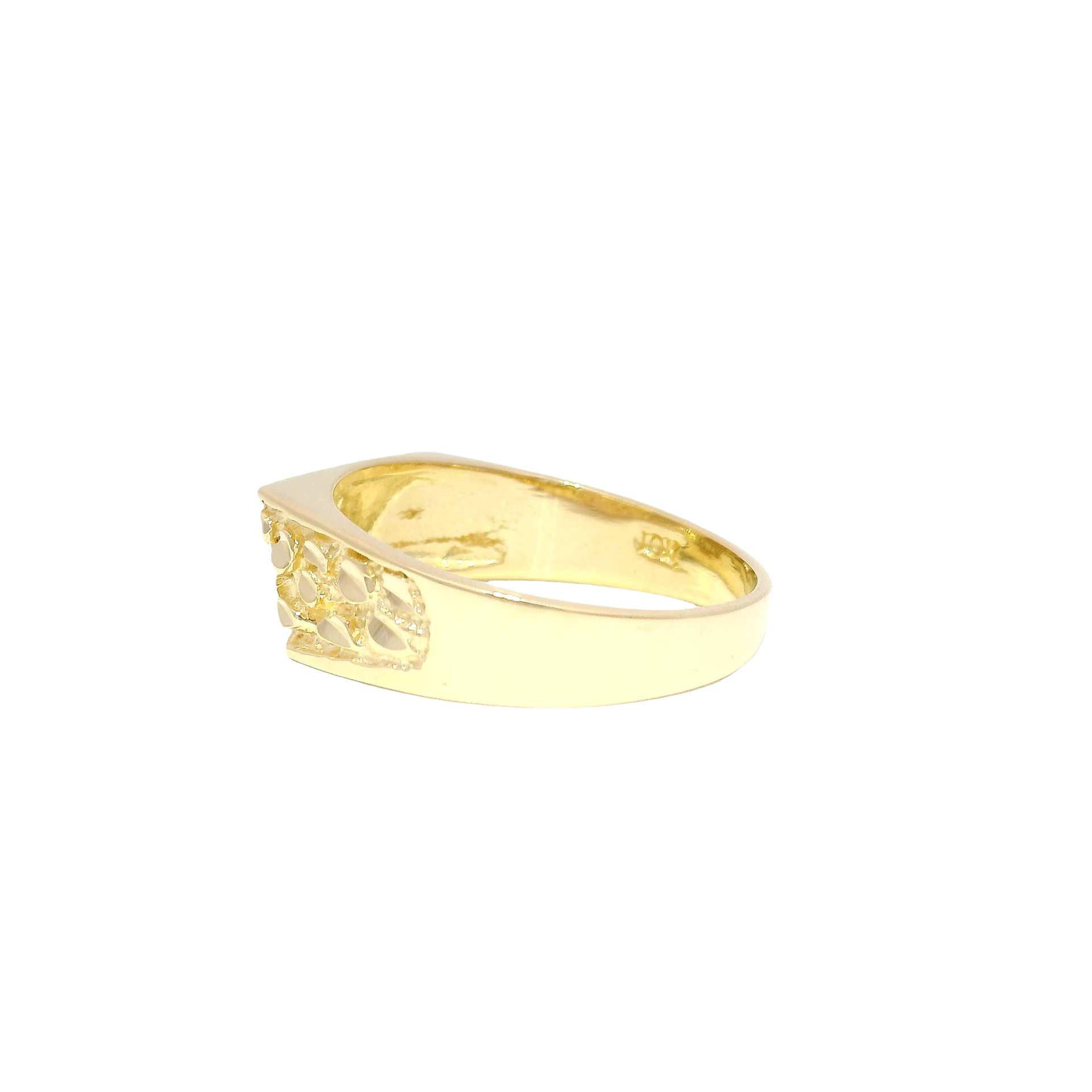 Geometric Nugget Style Men's Ring in 10K Yellow Gold Sz 11