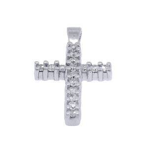 Natural Diamond Cross Pendant in 14K White Gold