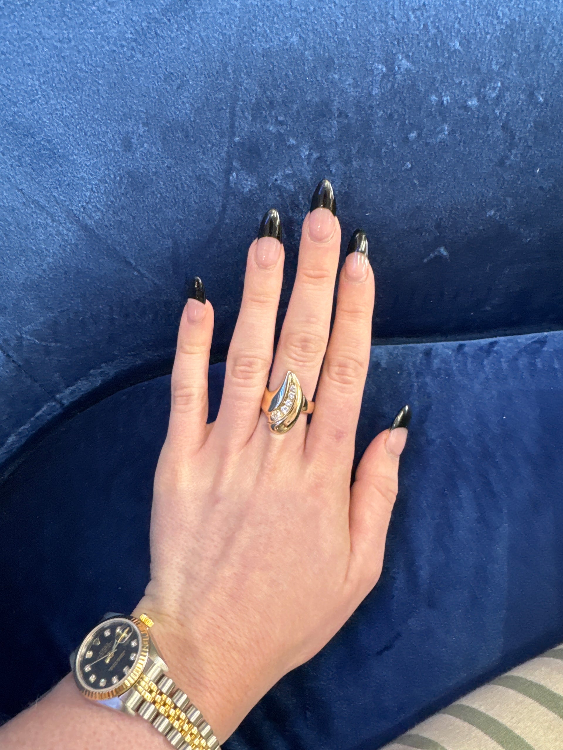 Sculptural Diamond Bypass Statement Ring in 14K Yellow Gold