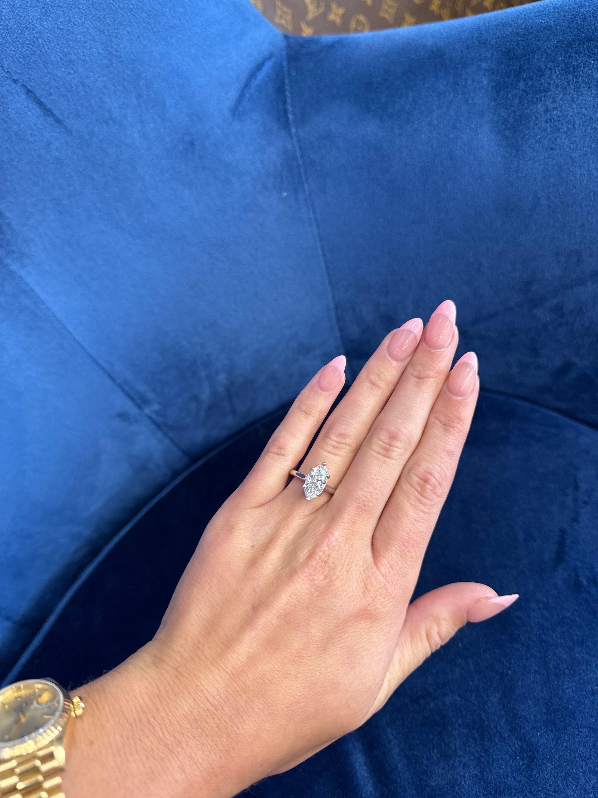 2.0ct. E VS1 Lab Grown Marquise in 14K White Gold Cathedral