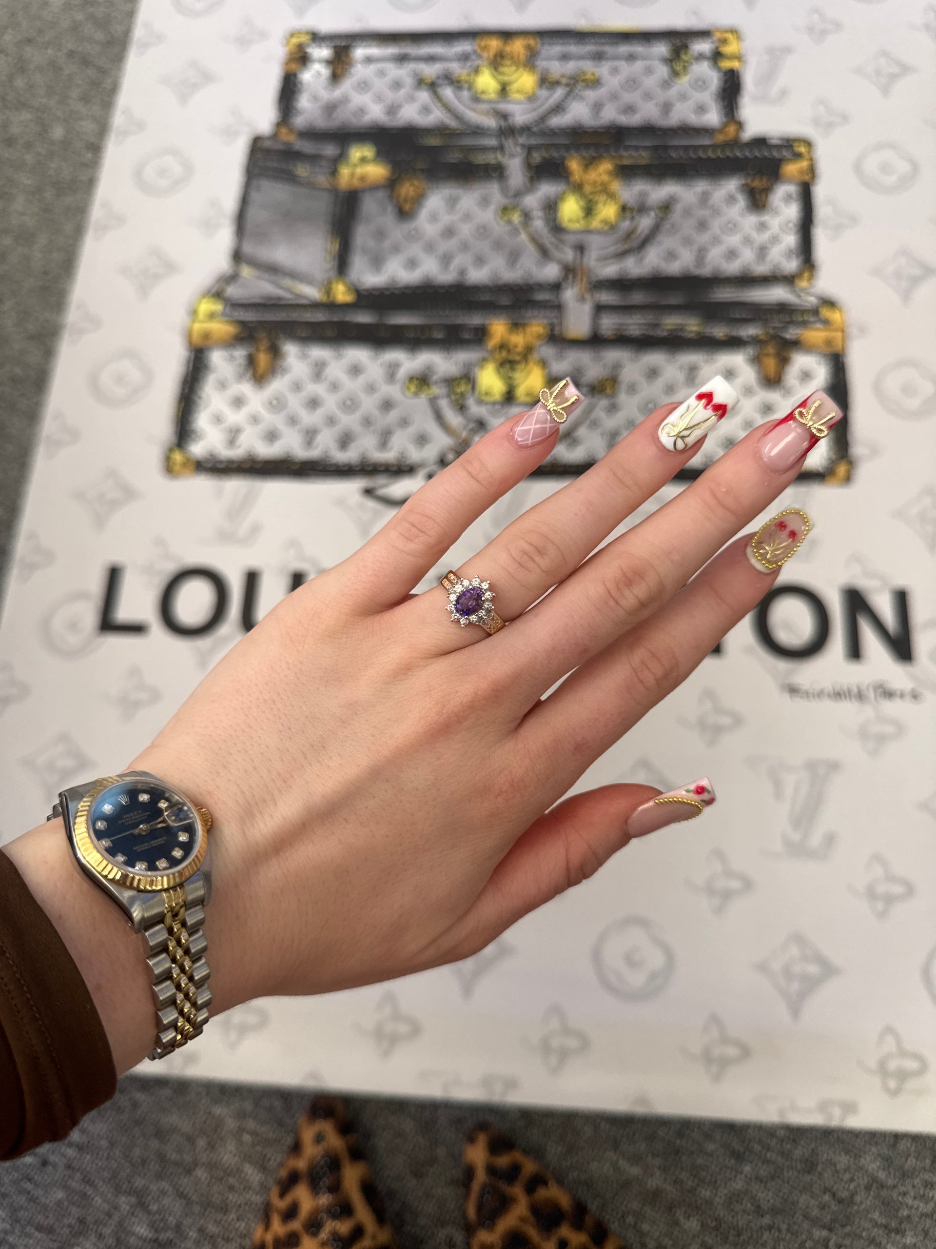 Amethyst & Diamond Ring in 10K Yellow Gold